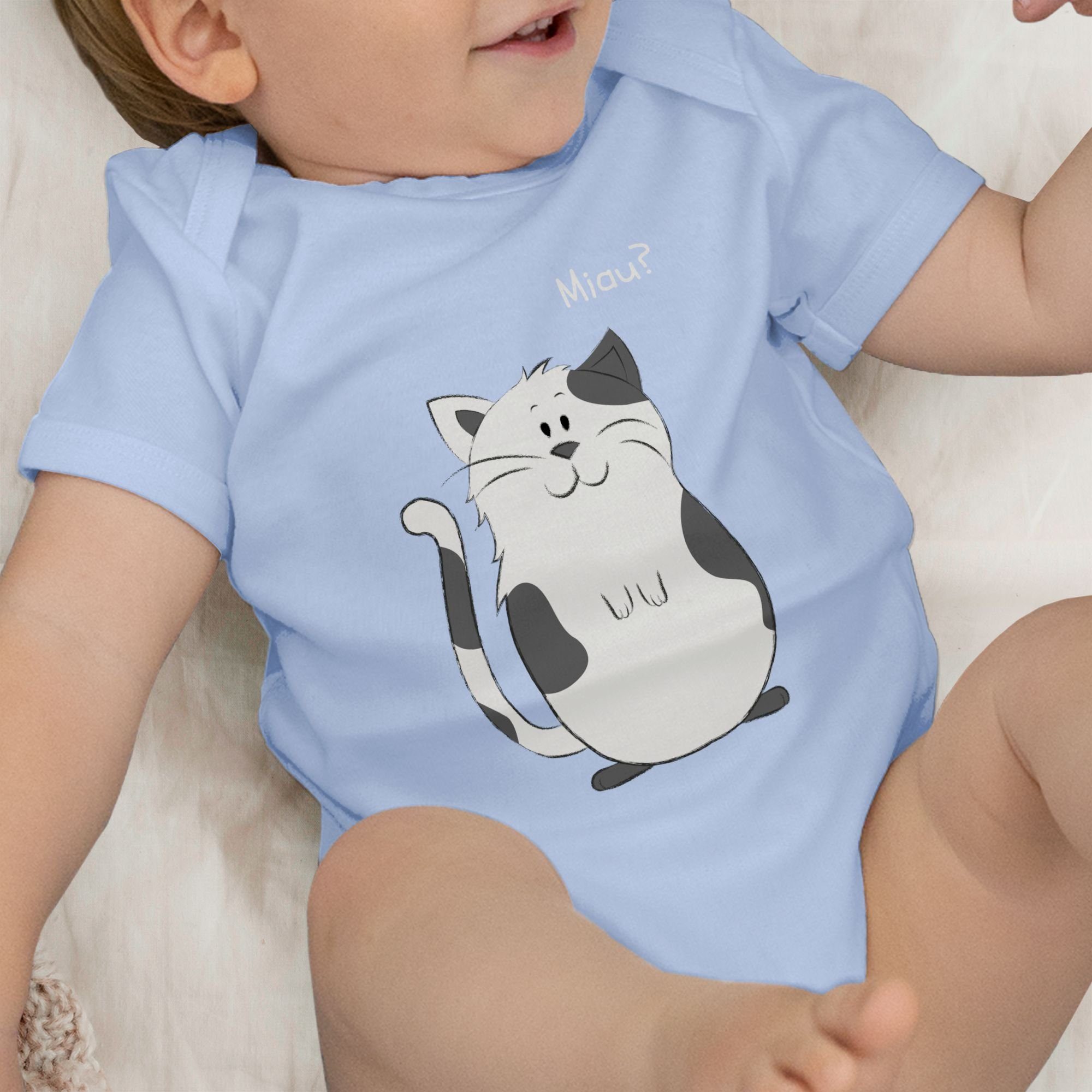 Animal Shirtbody Babyblau Print Baby Katze lustige 2 Shirtracer Tiermotiv