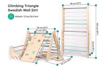 leg&go Klettergerüst 2in1 - Kletterdreieck und Kletterwand mit Rampe - Pikler-Dreieck Set für jedes Kinderzimmer