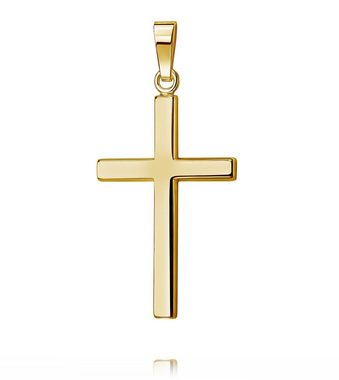 JEVELION Kettenanhänger großer Kreuz Anhänger 750 Gold (Goldkreuz, für Damen und Herren), Goldanhänger - Made in Germany