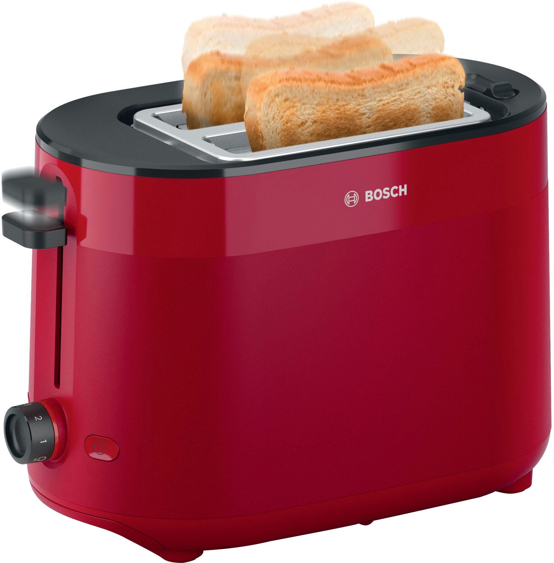 BOSCH Toaster MyMoment TAT2M124, 2 W, Auftaufunktion, 2 Brötchenaufsatz, 950 Brotzentrierung, AutoOff für Schlitze, Scheiben, integrierter