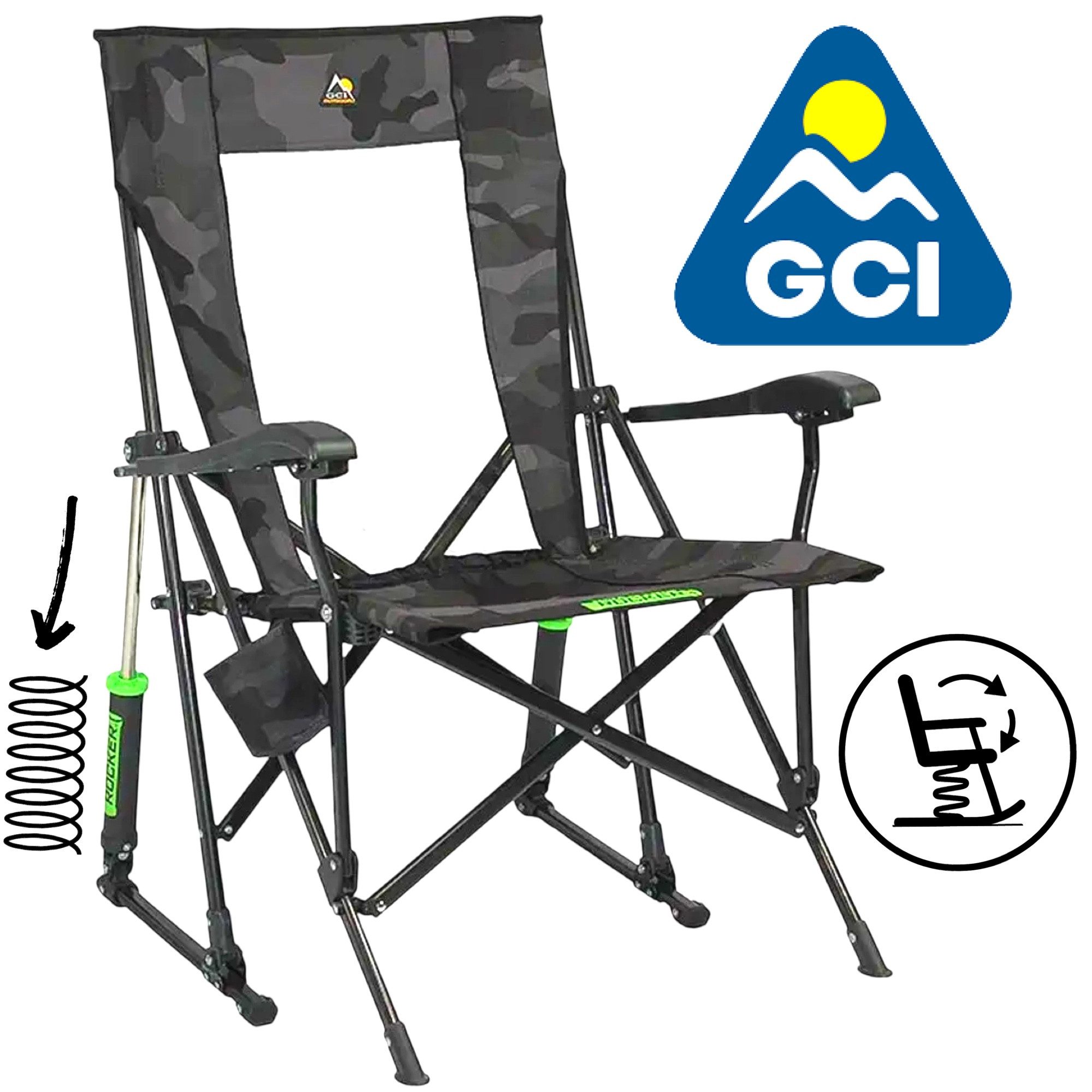 GCI Outdoor Fahrradlenker GCI Outdoor Roadtrip Rocker Outdoor Schaukelstuhl mit Getränkehalter
