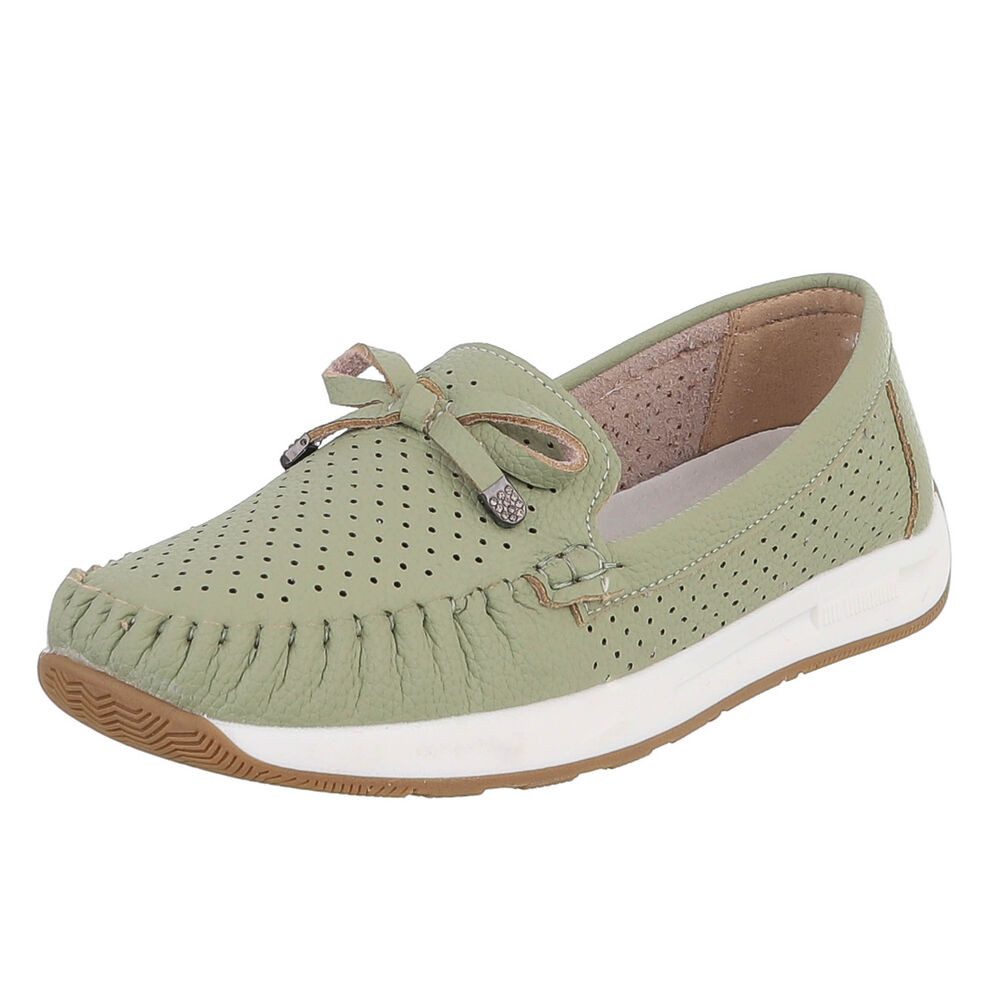 Ital-Design Komfortabler Slipper mit durchlochten Details für Damen Slipper (91409660) Flach Mokassins in Hellgrün