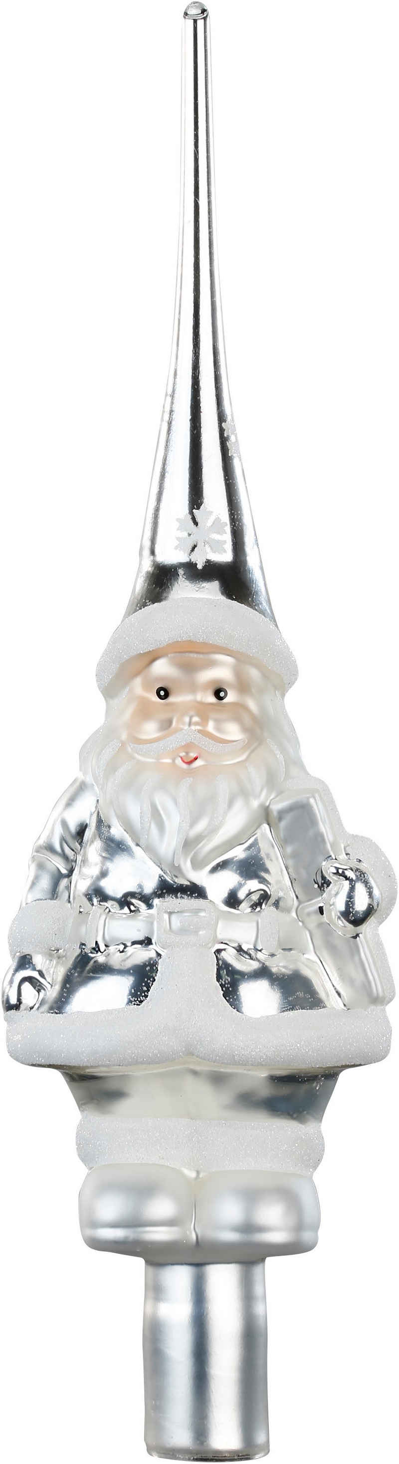 MAGIC by Inge Christbaumspitze Frosty Silver, Weihnachtsdeko, Christbaumschmuck (1-tlg), hochwertiger Echtglas-Weihnachtsschmuck, Höhe ca. 28 cm
