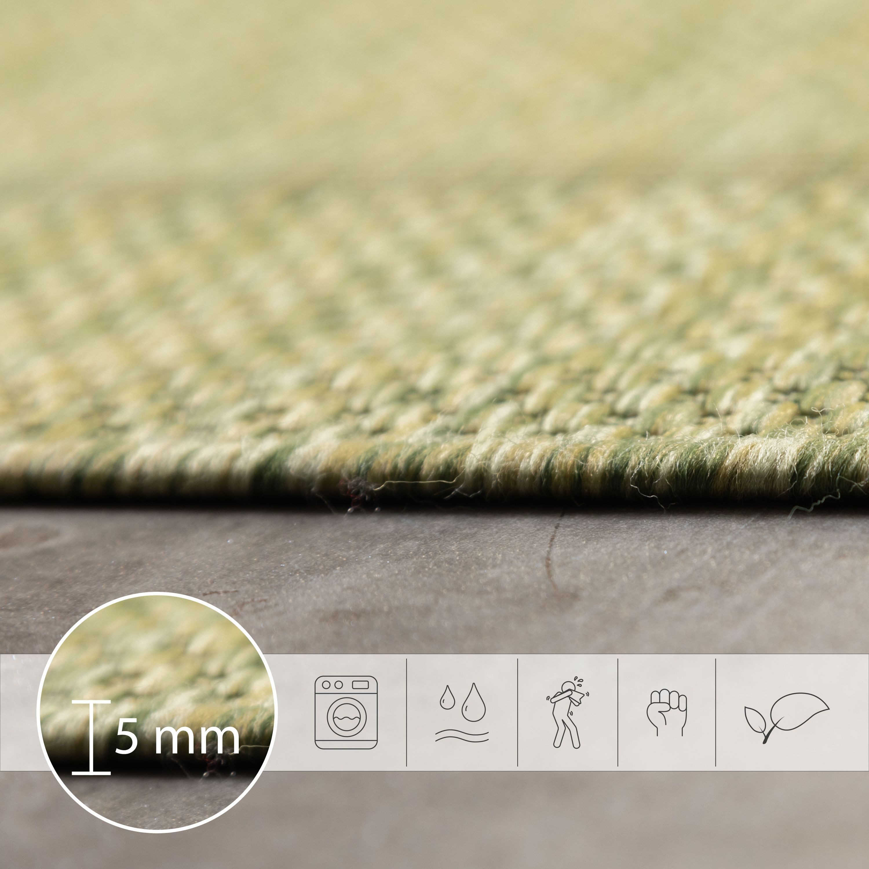 SIMPEX24 Outdoorteppich Unicolor - Einfarbig, Rund, Höhe: 5 mm, Teppich Wetterfest Balkon Küchenteppich Flachgewebe Sisaloptik