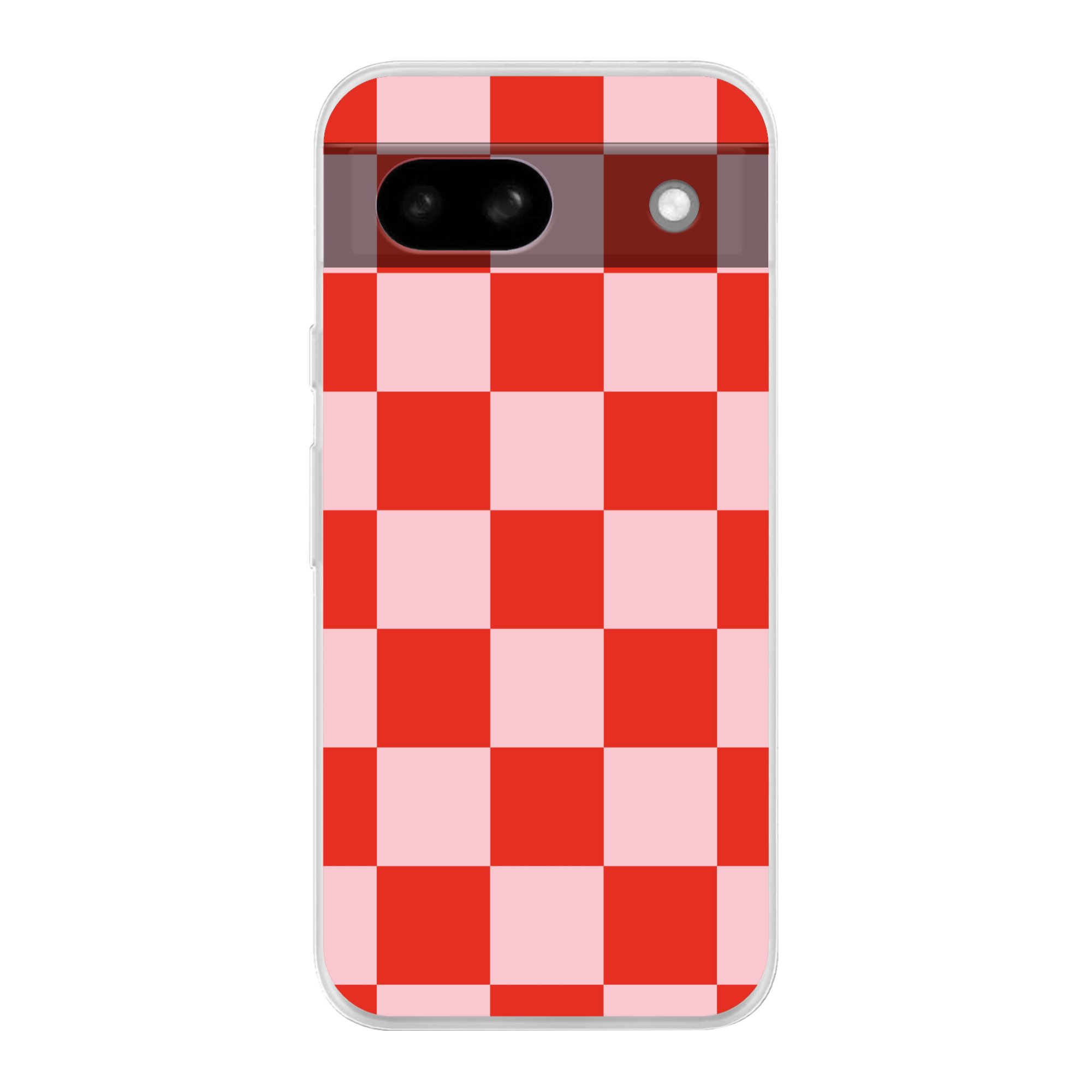 MuchoWow Handyhülle für Google Pixel 8a Schachbrettmuster - Rot - Rosa - Würfel, Phone Case, Silikon, Schutzhülle Dünn