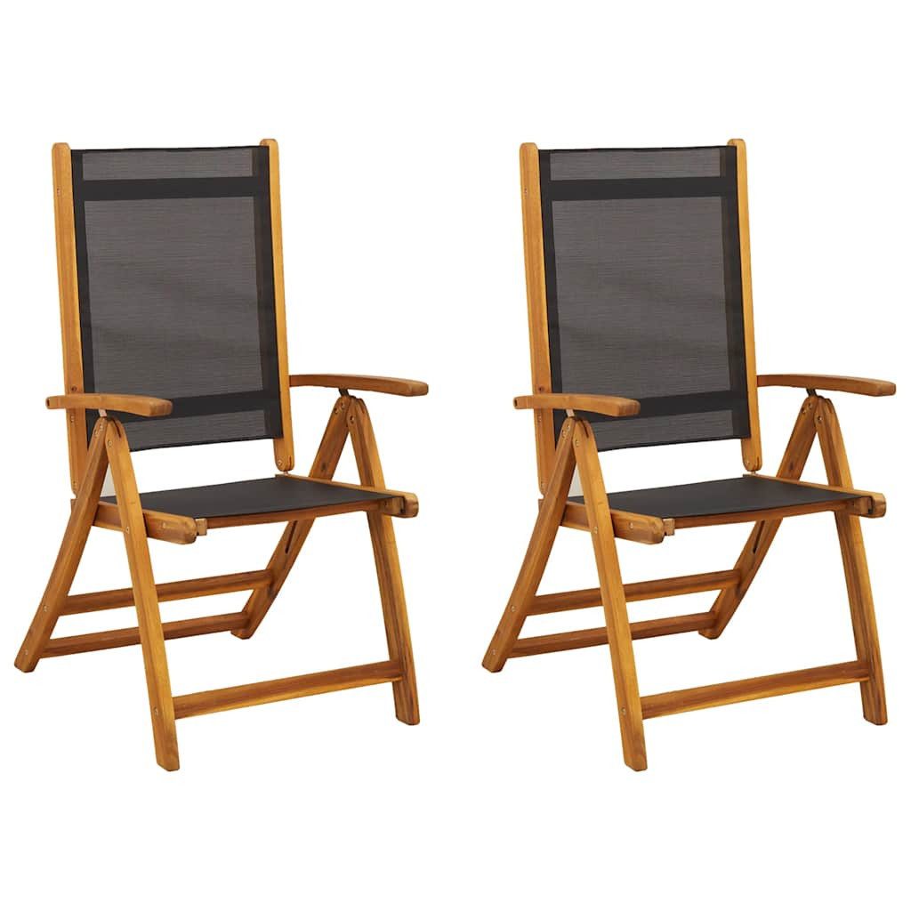 vidaXL Gartenstuhl Gartenstühle 2 Stk. Klappbar Massivholz und Textilene (2 St)