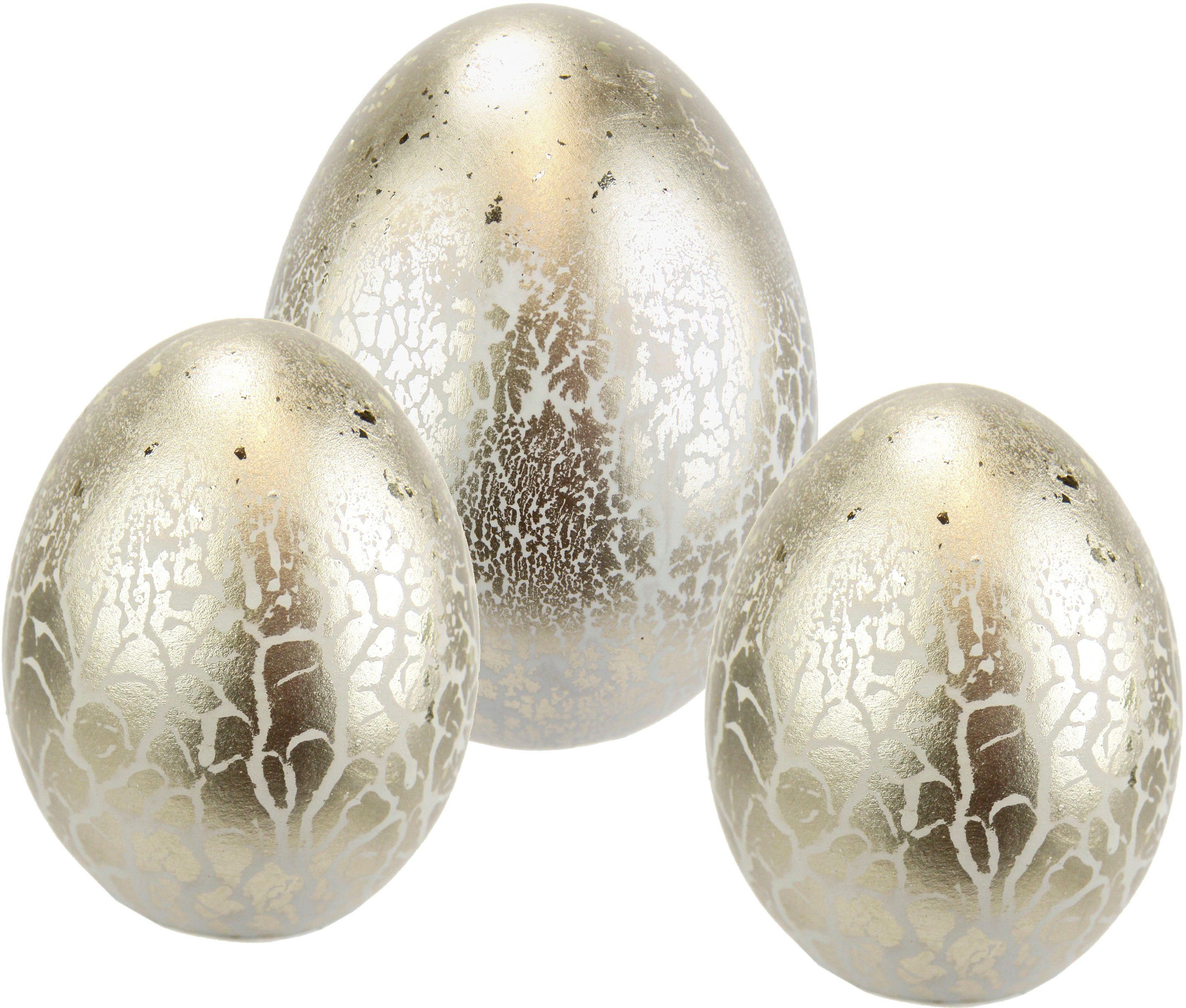 I.GE.A. Osterei Deko-Ei, Osterfigur (Set, 3 St), Eier, Ostern, Osterdeko Frühlingsdeko, Gartendeko