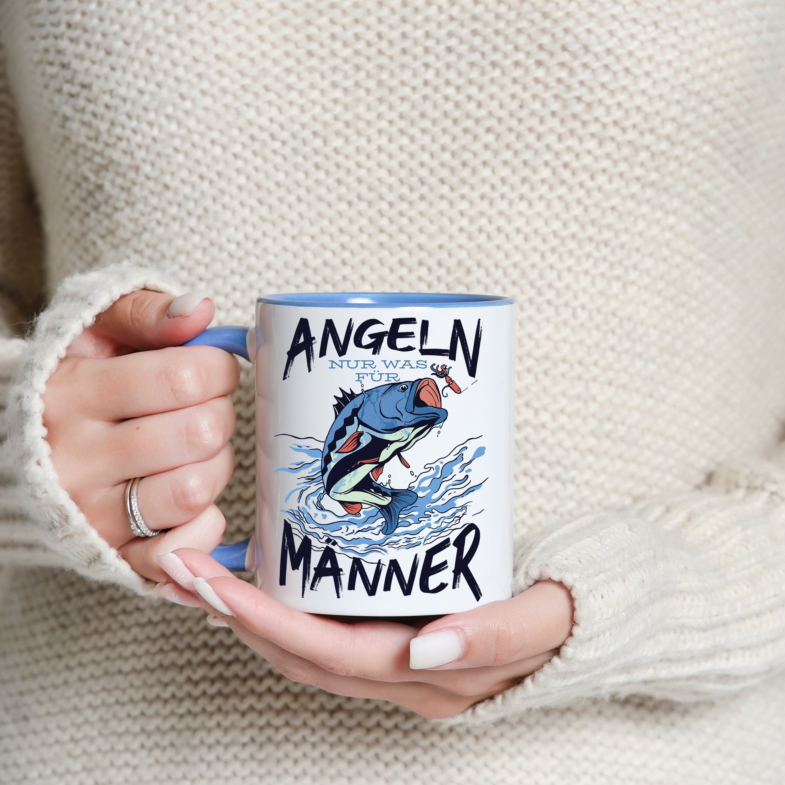 Print Designz Geschenk, trendigem Ist Youth Was Weiß/Royal mit Angeln Männer Kaffeetasse Keramik, Nur Tasse Für