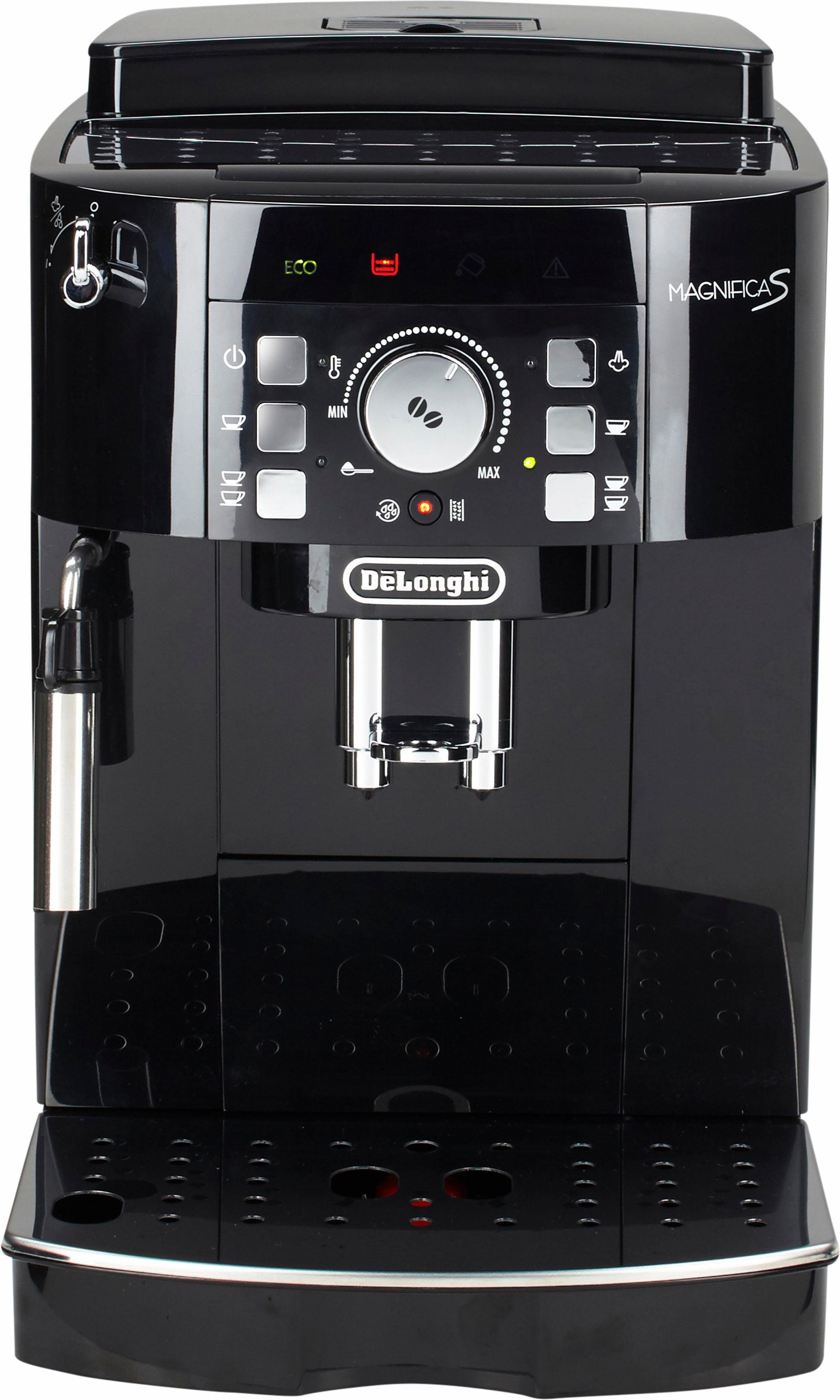 De'Longhi Kaffeevollautomat Magnifica S ECAM21.118.B - mit Barista-Milchaufschäumer, Schwarz, Direktwahltasten, Kegelmahlwerk (13 Malgrade), 15 Bar Pumpendruck