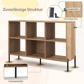 KOMFOTTEU Bücherregal Würfelregal, mit 6 Fächern, 120 x 35 x 79,5 cm