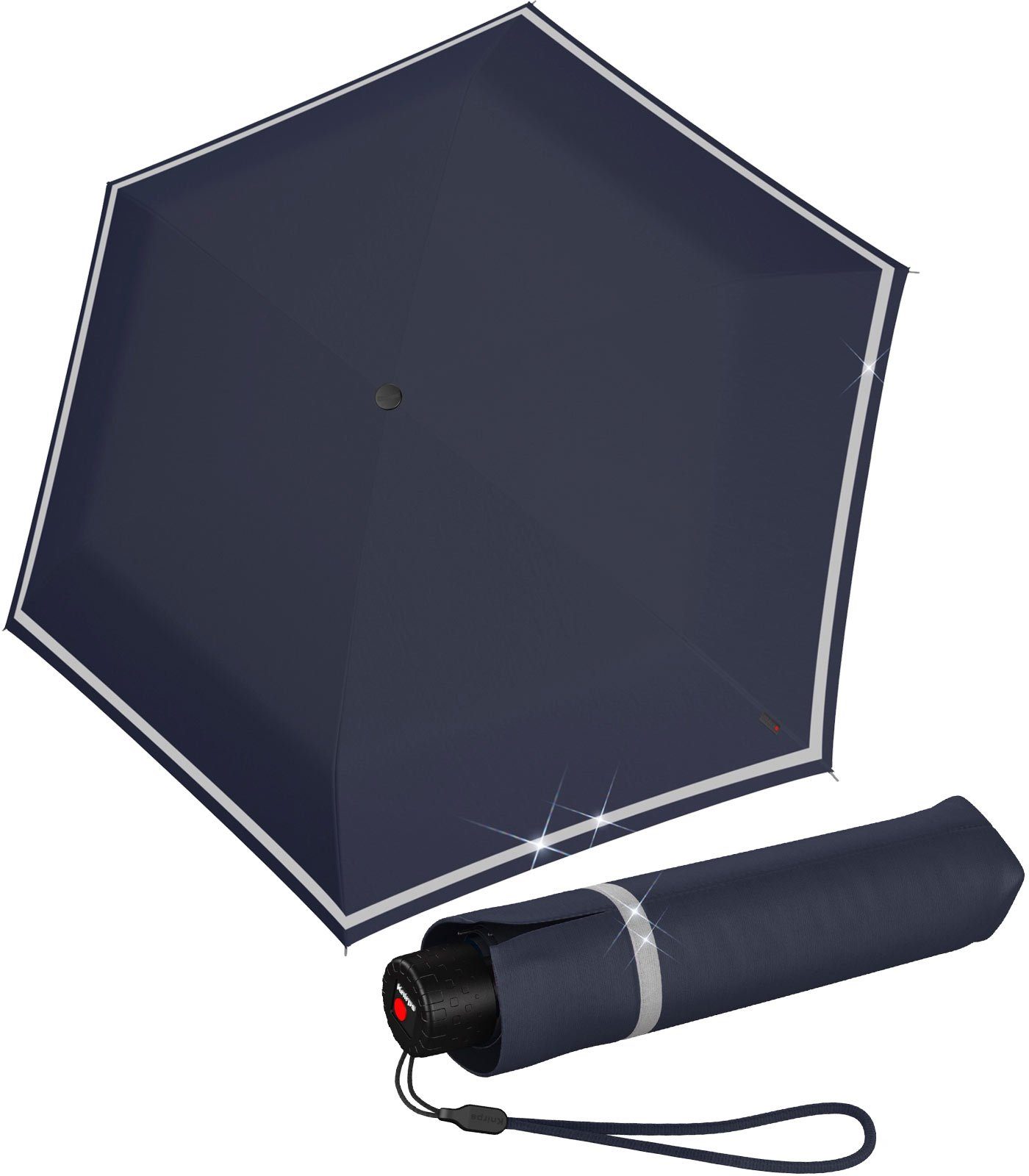 Knirps® Taschenregenschirm Kinderschirm Rookie reflective mit Reflexborte, Schulweg
