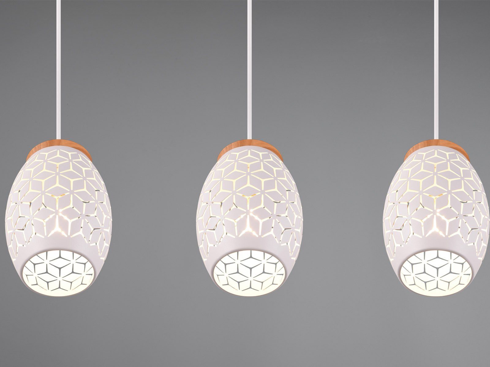 Reality Leuchten LED Pendelleuchte, Dimmfunktion, LED wechselbar, über Lichtschalter in 3 Stufen dimmbar, warmweiß, ausgefallene dreiflammig hängend für über Kücheninsel Esstisch B: 71cm