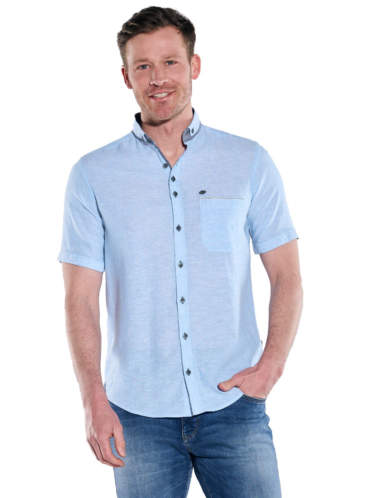 Engbers Kurzarmhemd engbers Herren Kurzarm-Hemd mit Leinenanteil, Brilliant günstig online kaufen