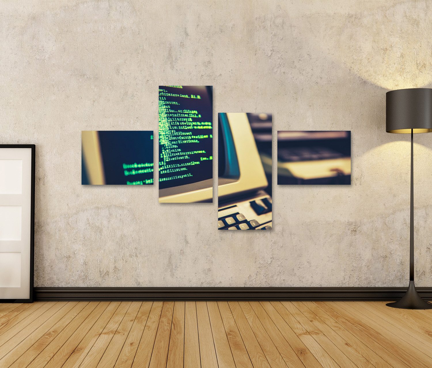 islandburner Leinwandbild, Vintage Computer mit Programmiercode