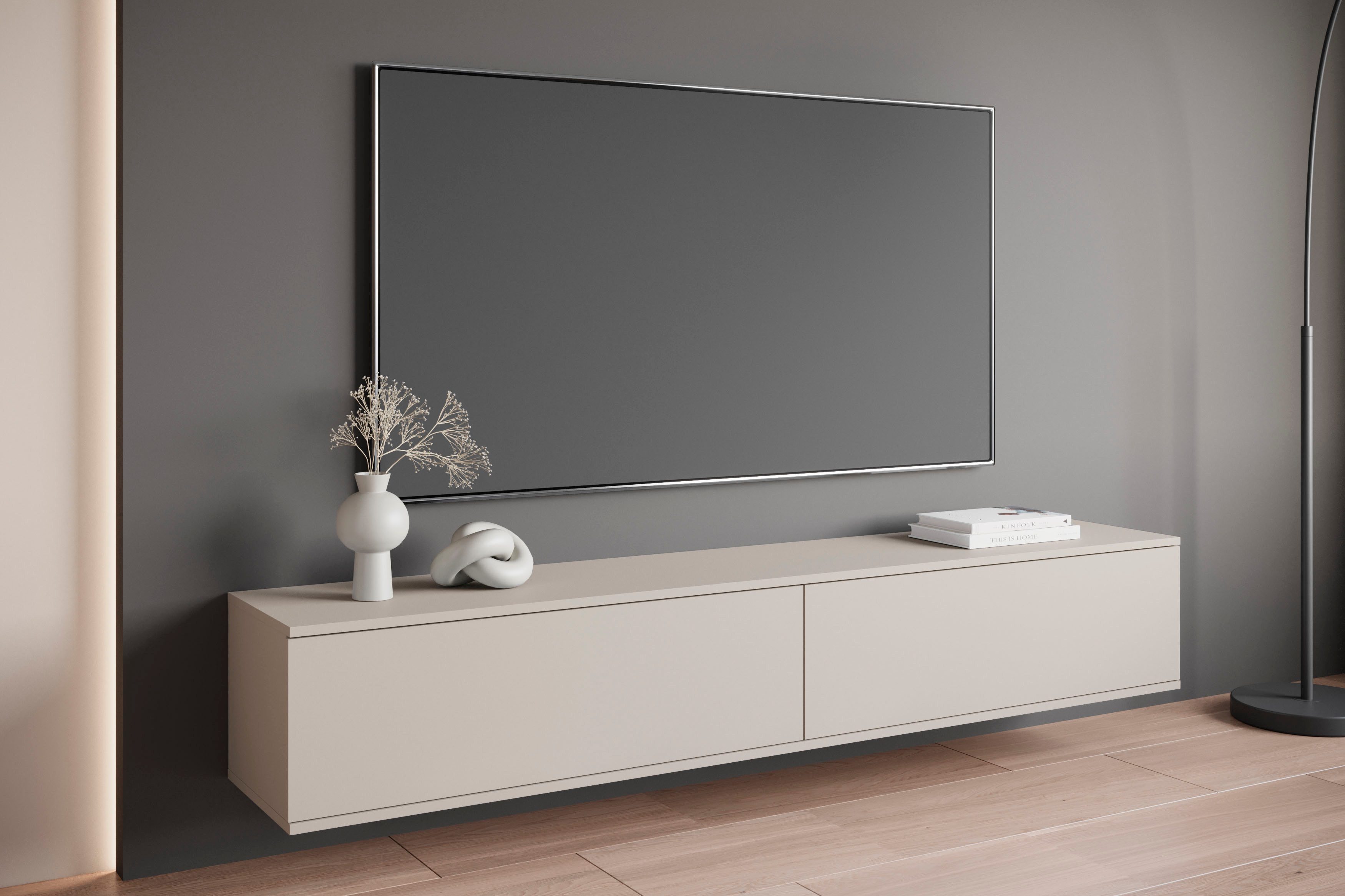 OTTO home Lowboard Kenia (1 St), 2 Klappen – flexibel hängend oder stehend montierbar