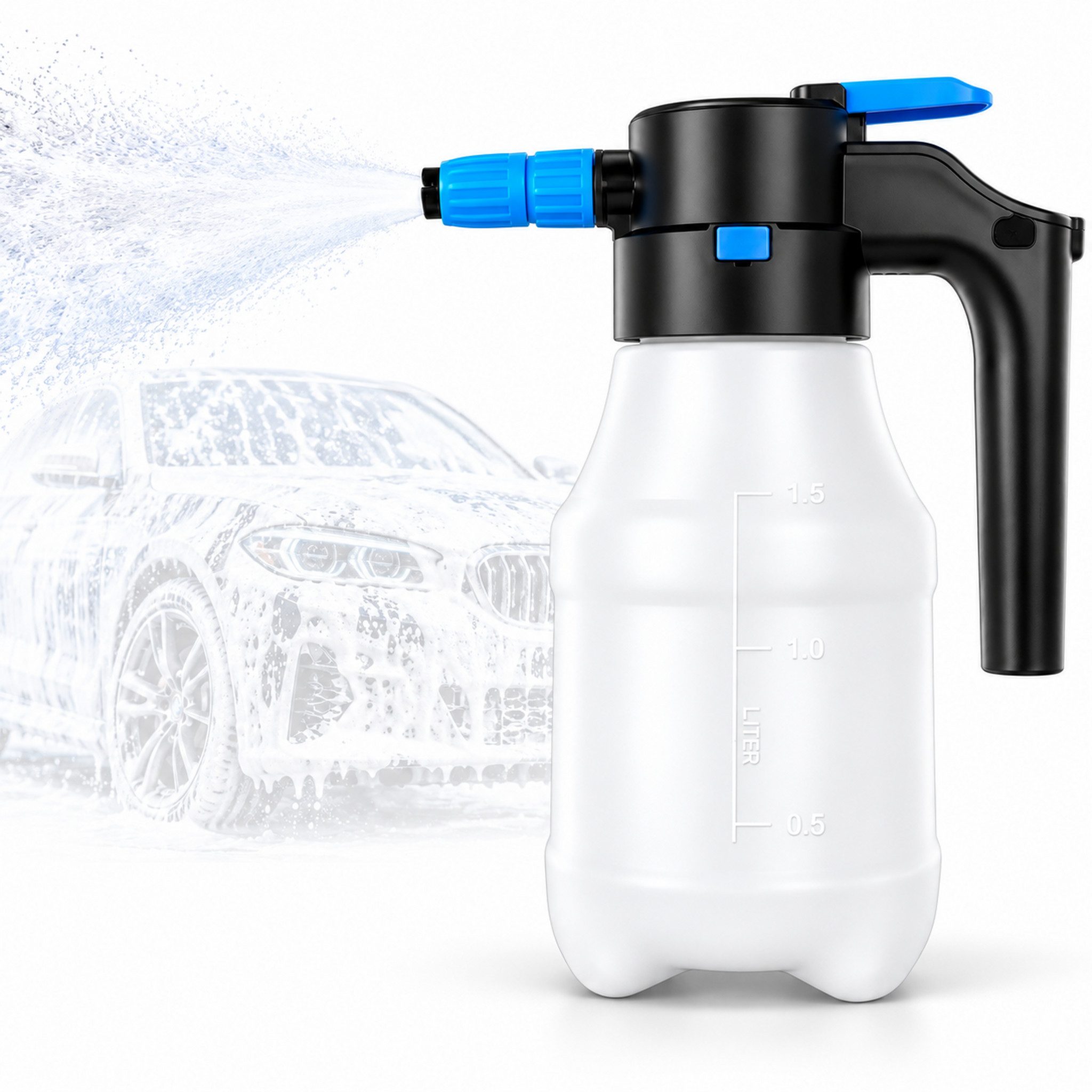 HS.SUPPLY Akku-Drucksprühgerät elektrischer Foam Sprayer, elektrischer Schaumsprüher, Auto Detailing, Mit Überdruckventil, Füllstandsanzeige & verstellbarer Düse, Vorwäsche