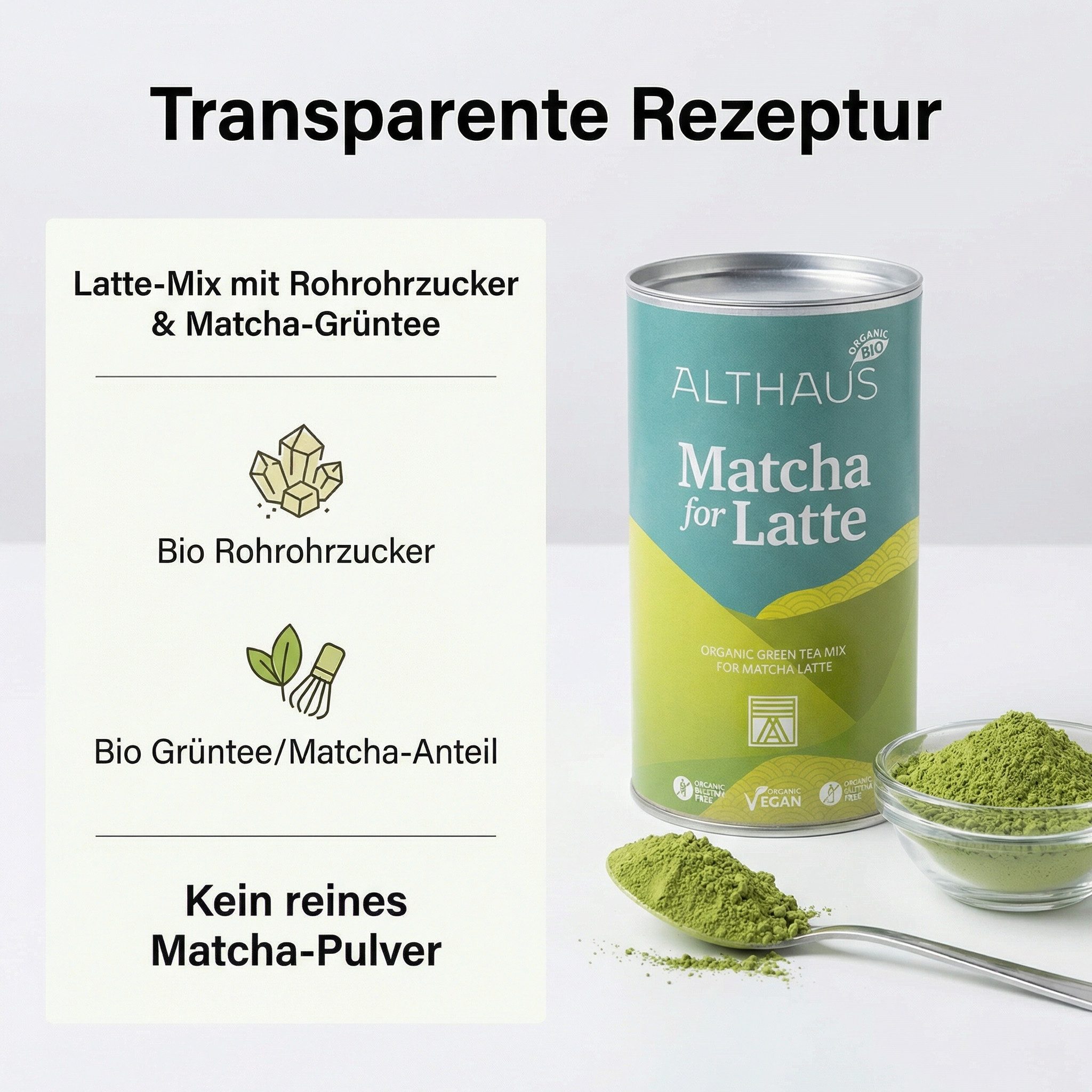 LK Trend & Style Tee Althaus Bio Matcha - for Latte, 1 x 400 g, Bio Grüner Tee