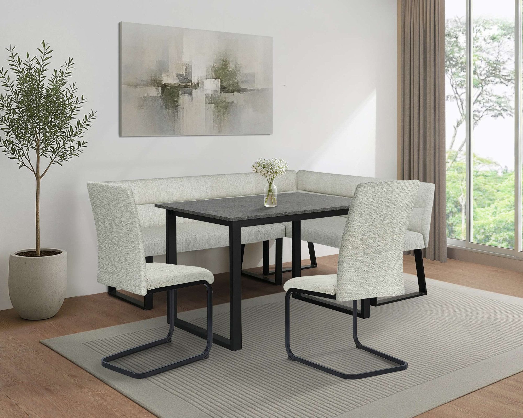 OTTO home Eckbankgruppe Barcell/Ivanna/Calgoty, (Set, 4-tlg., Eckbankgruppe mit Tisch, Eckbank, Stühle), Sitzgruppe, Eckbank und Stühle bequem gepolstert, Tisch 120x80 cm