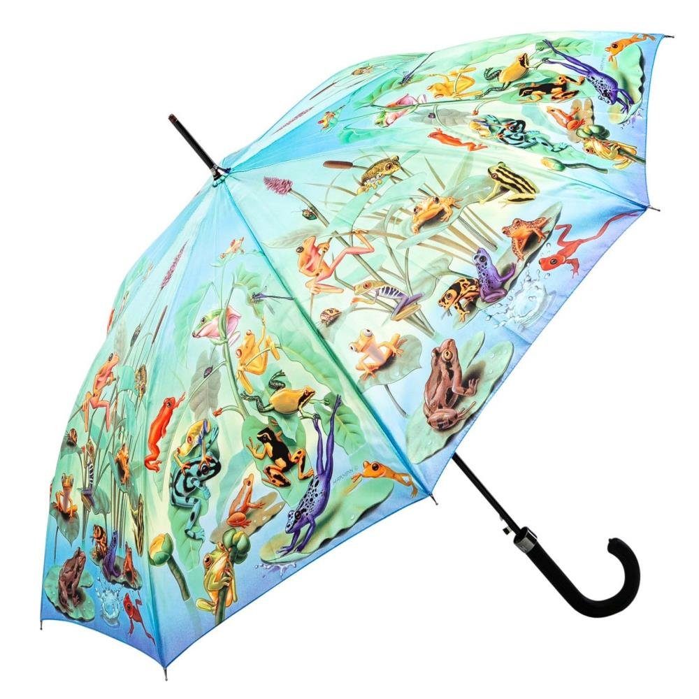 Luckyweather not just any other day Stockregenschirm Regenschirm FROG FAMILY Auf-Automatik Stockschirm Froschfamilie