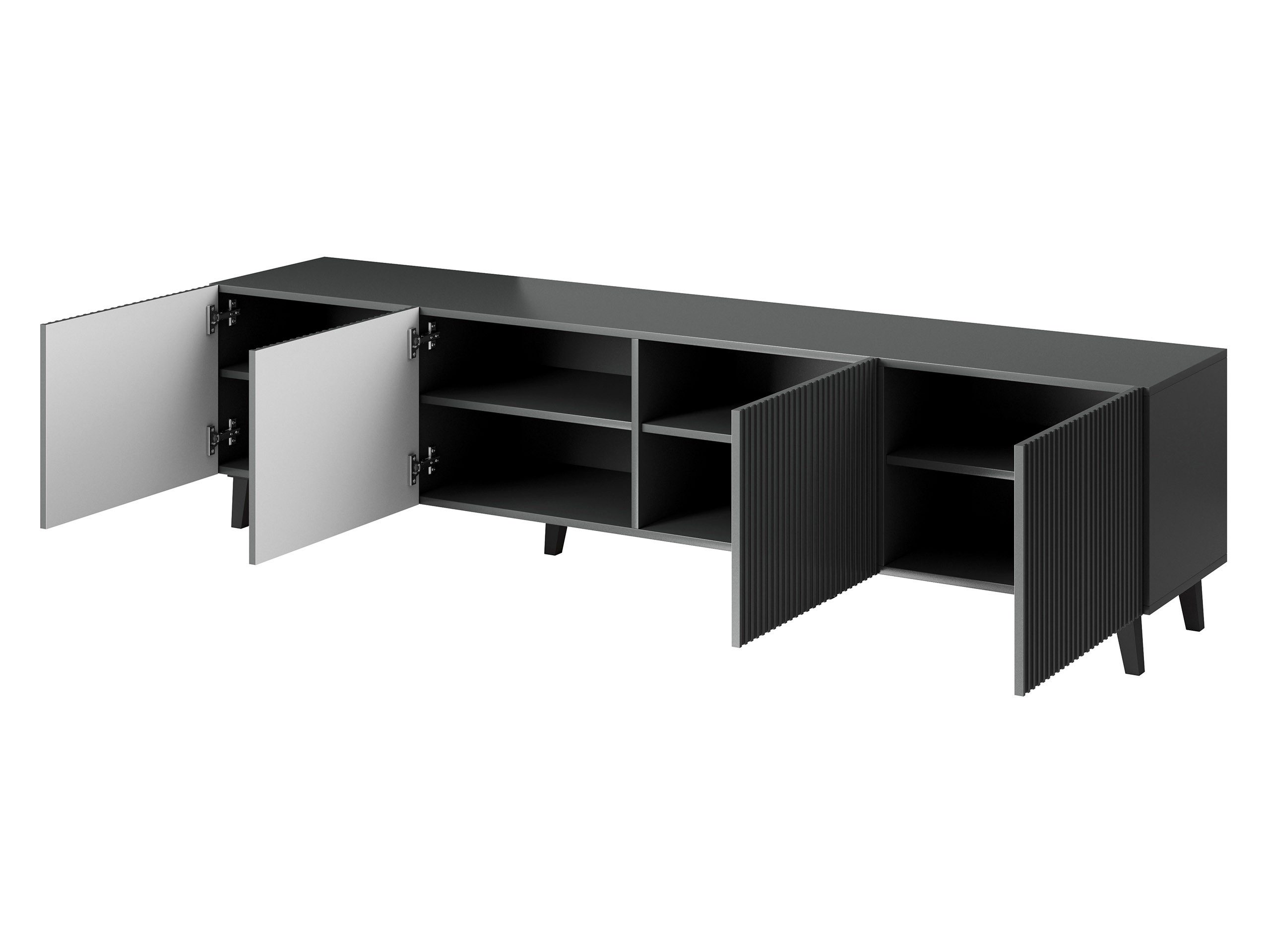 MIRJAN24 TV-Schrank Vamos Grey 200 (mit 4 Türen) Fronten gefräst, L: 201 cm – Bild 4 von 5