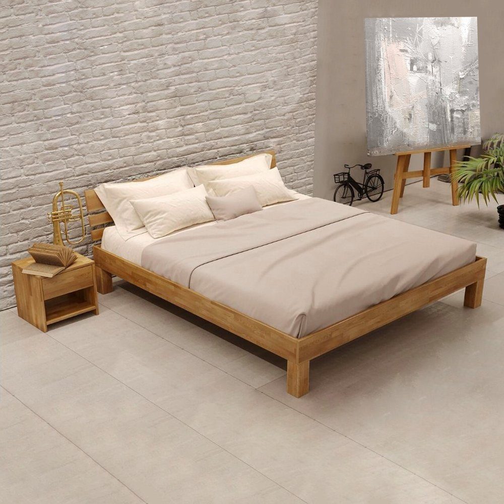 Krok Wood Massivholzbett Julia in Eiche mit Kopfteil günstig online kaufen