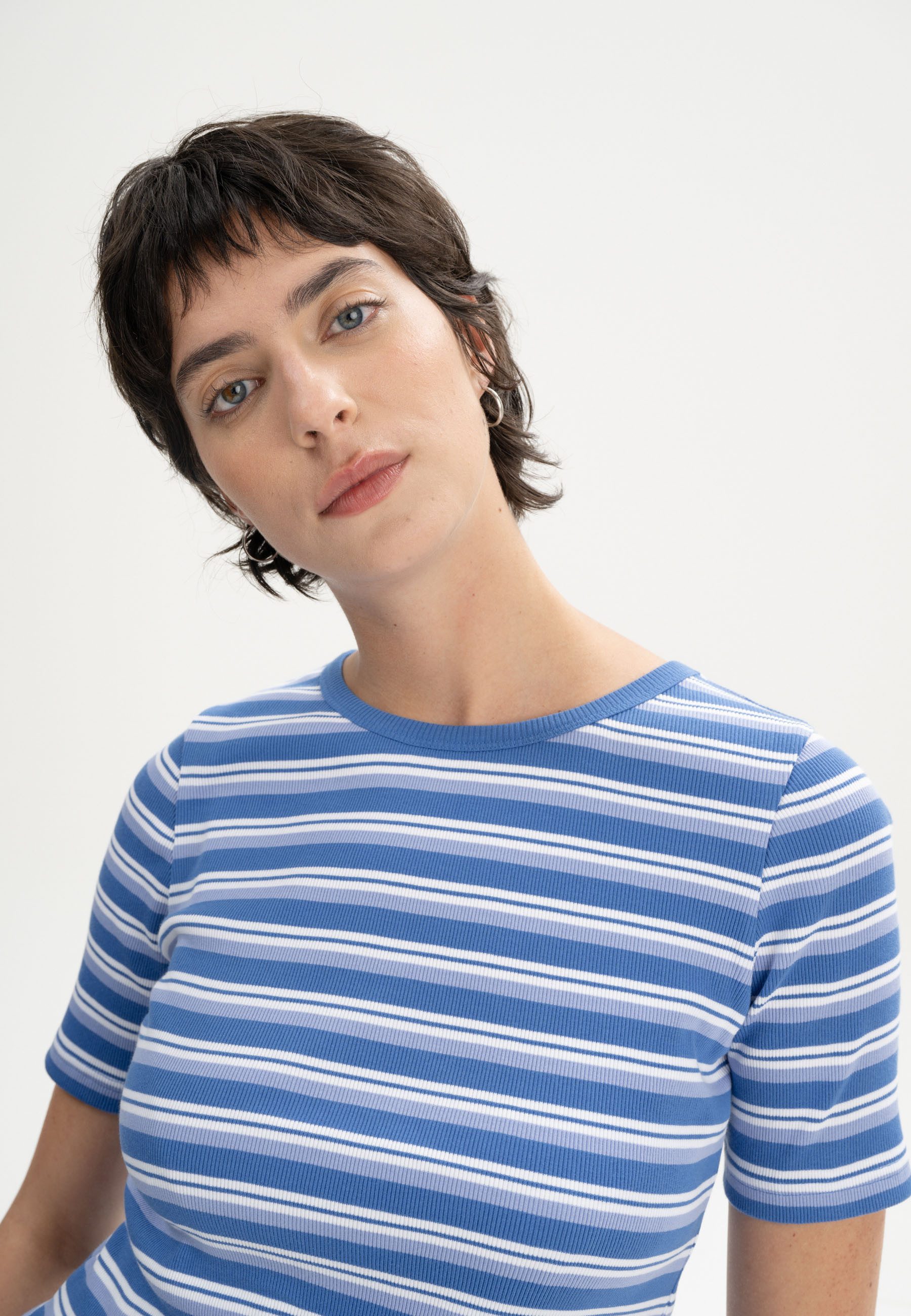 MELA Kurzarmshirt Ripp T-Shirt Style JASLEEN Kurze Ärmel