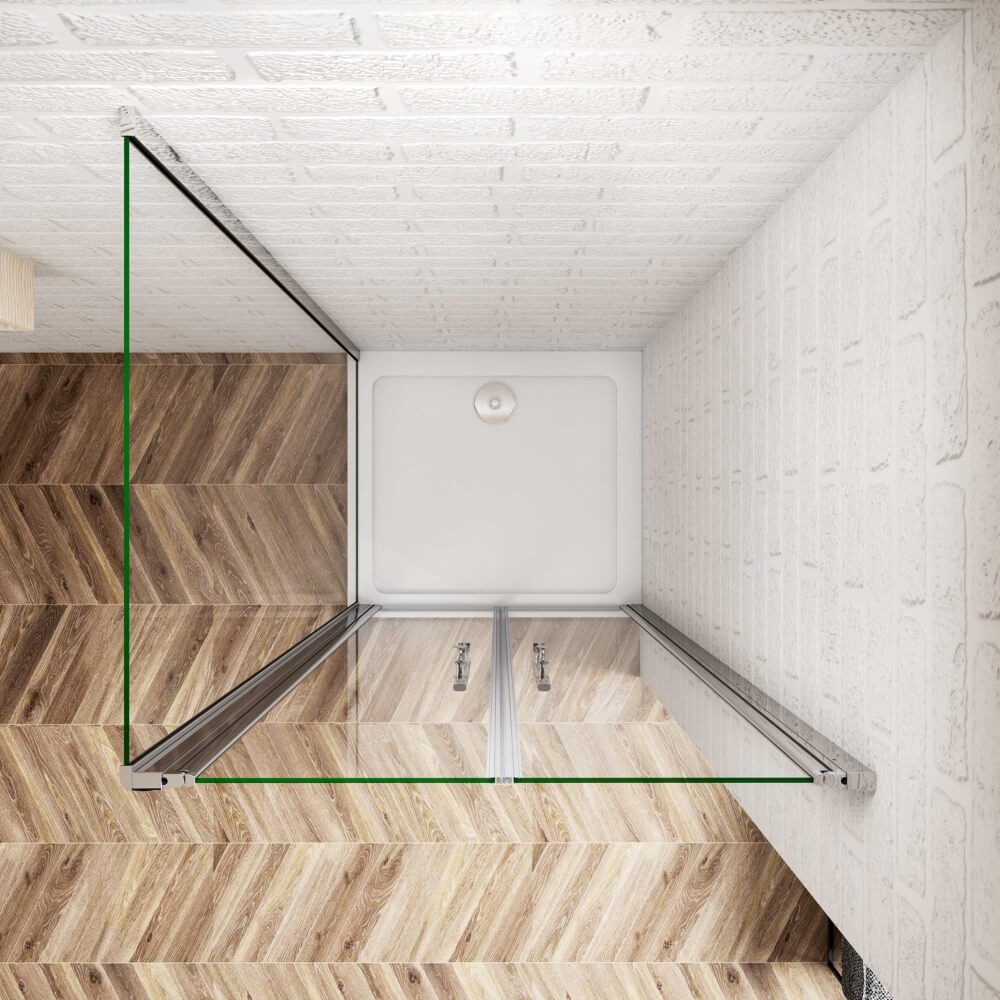Duschparadies Eckdusche 195cm 6mm ESG Doppel Schwenktür Drehtür Duschabtrennung Eckdusche, BxT: 70x70 cm, Sicherheitsglas, ebenerdiger Einbau möglich – Bild 5 von 5