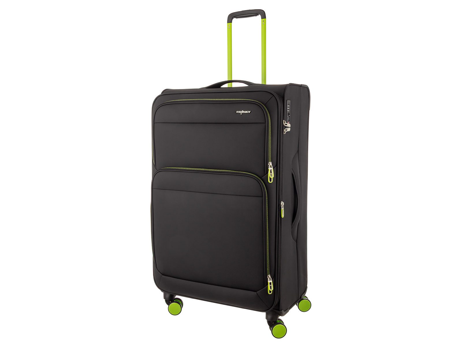 Franky Weichgepäck-Trolley Koffer Gr. L Reisegepäck T27-B Spinner 75er mit Dehnfalte, 4 Doppellenkrollen Rollen, Dehnfalte TSA Schloss