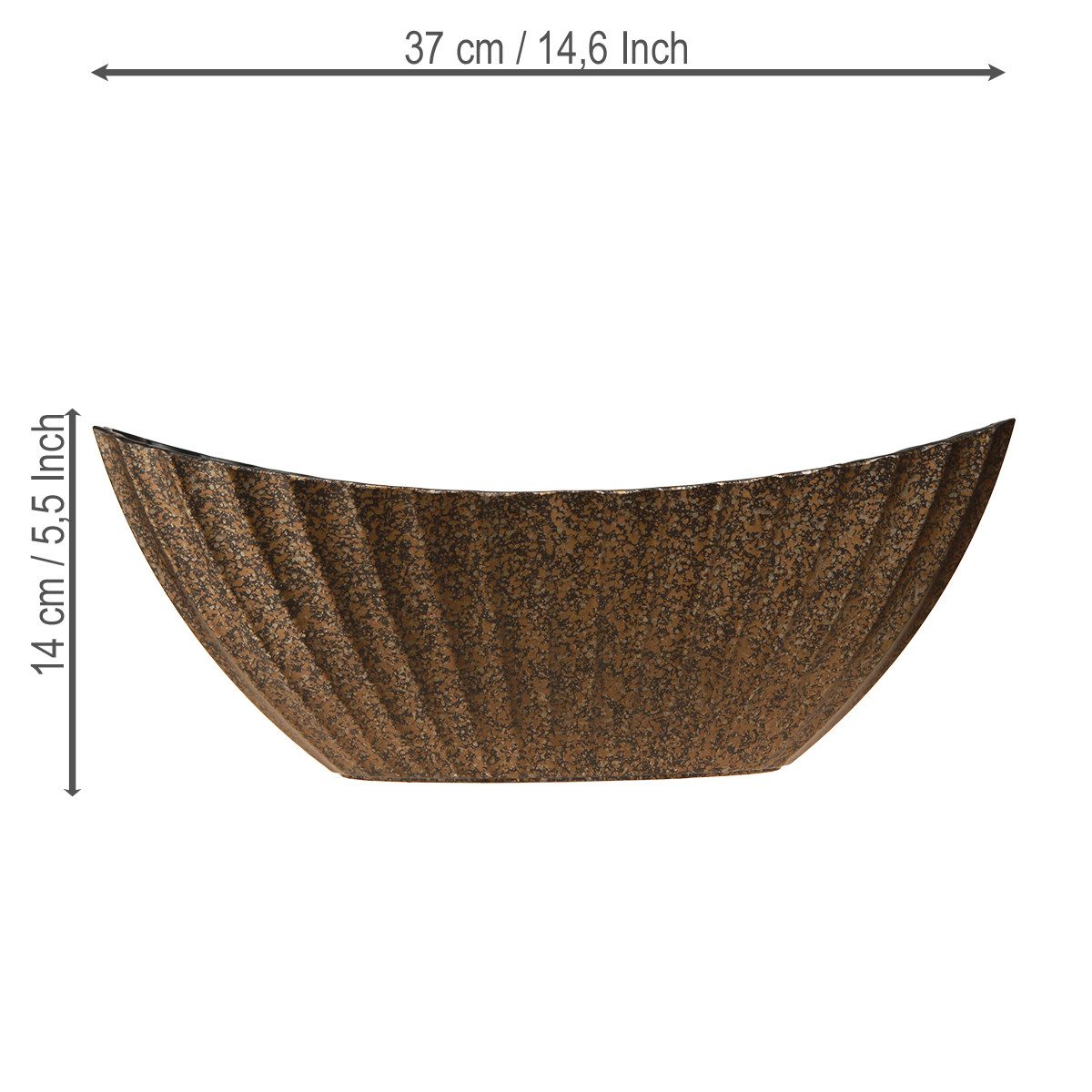 Florists Products Blumentopf Pflanzschale oval mit Rillen Anthrazit Gold 36cm Schale Deko – Bild 4 von 4
