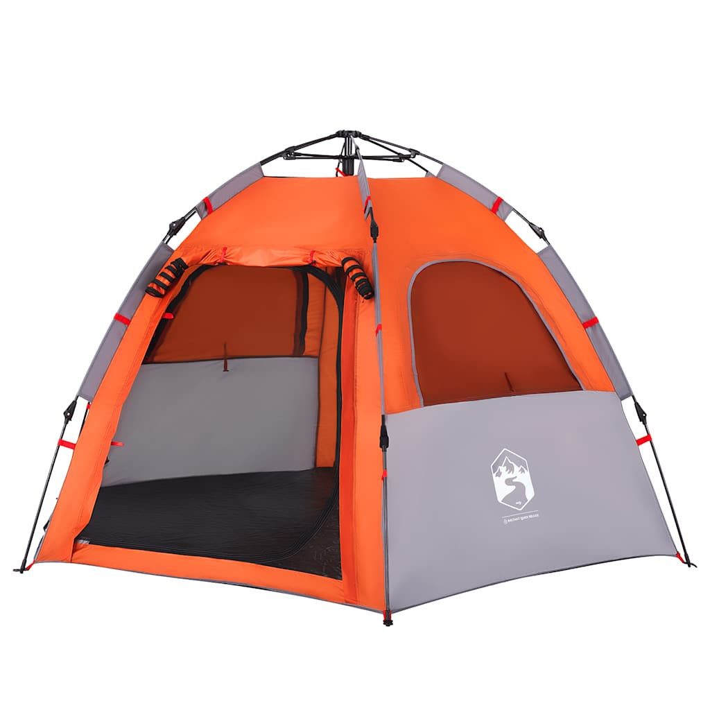 furnicato Faltzelt Campingzelt Kabine 260x217x150 cm Grau-Orange, (1 tlg), Wetterfestes Familienzelt für 4 Personen mit Quick-Release-System