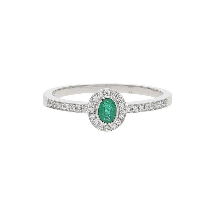 JuwelmaLux Fingerring Ring Weißgold Diamant(en) Smaragd inkl. Schmuckschachtel