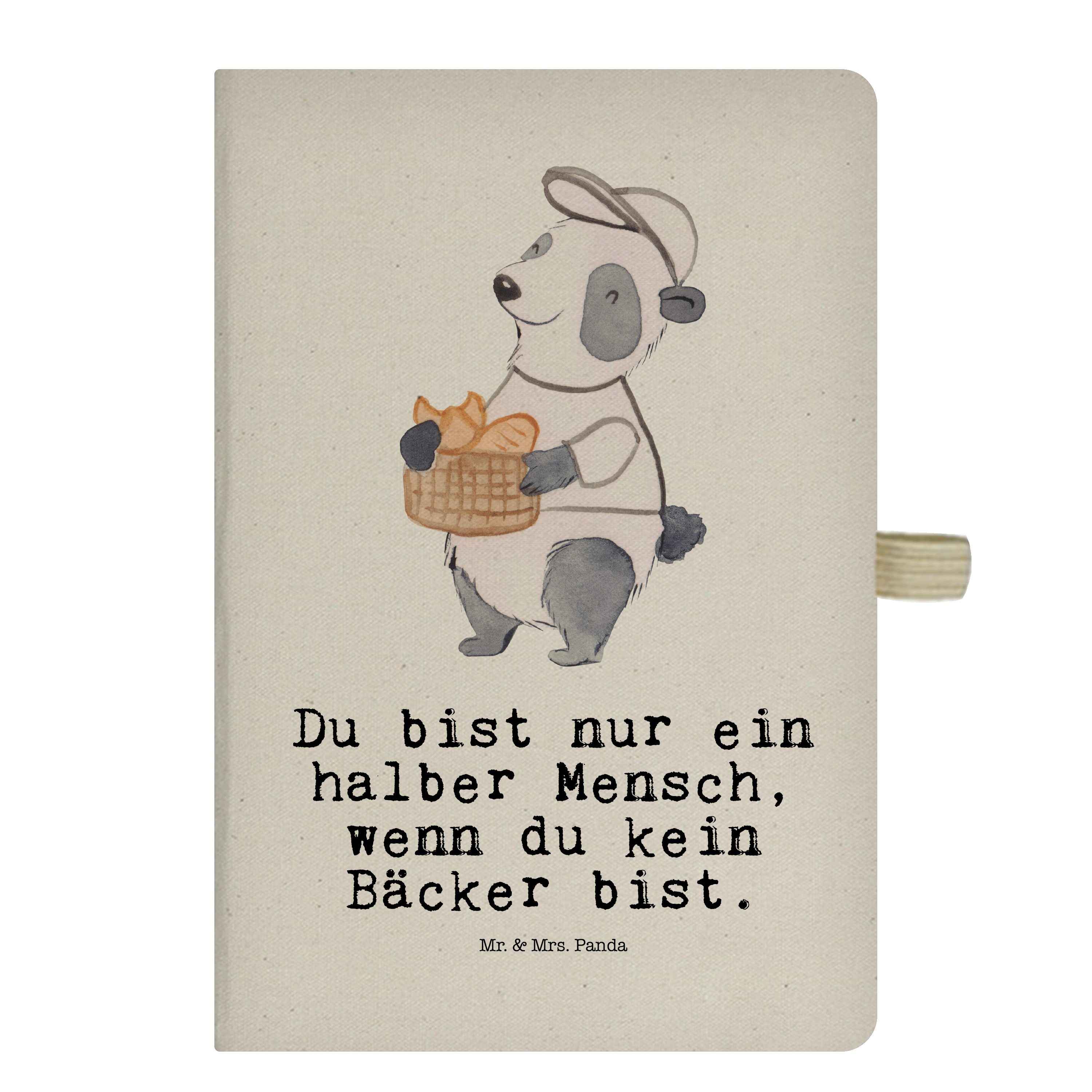 Mr. & Mrs. Panda Notizbuch Bäcker mit Herz - Transparent - Geschenk, Rente, Schreibheft, Schenke Mr. & Mrs. Panda