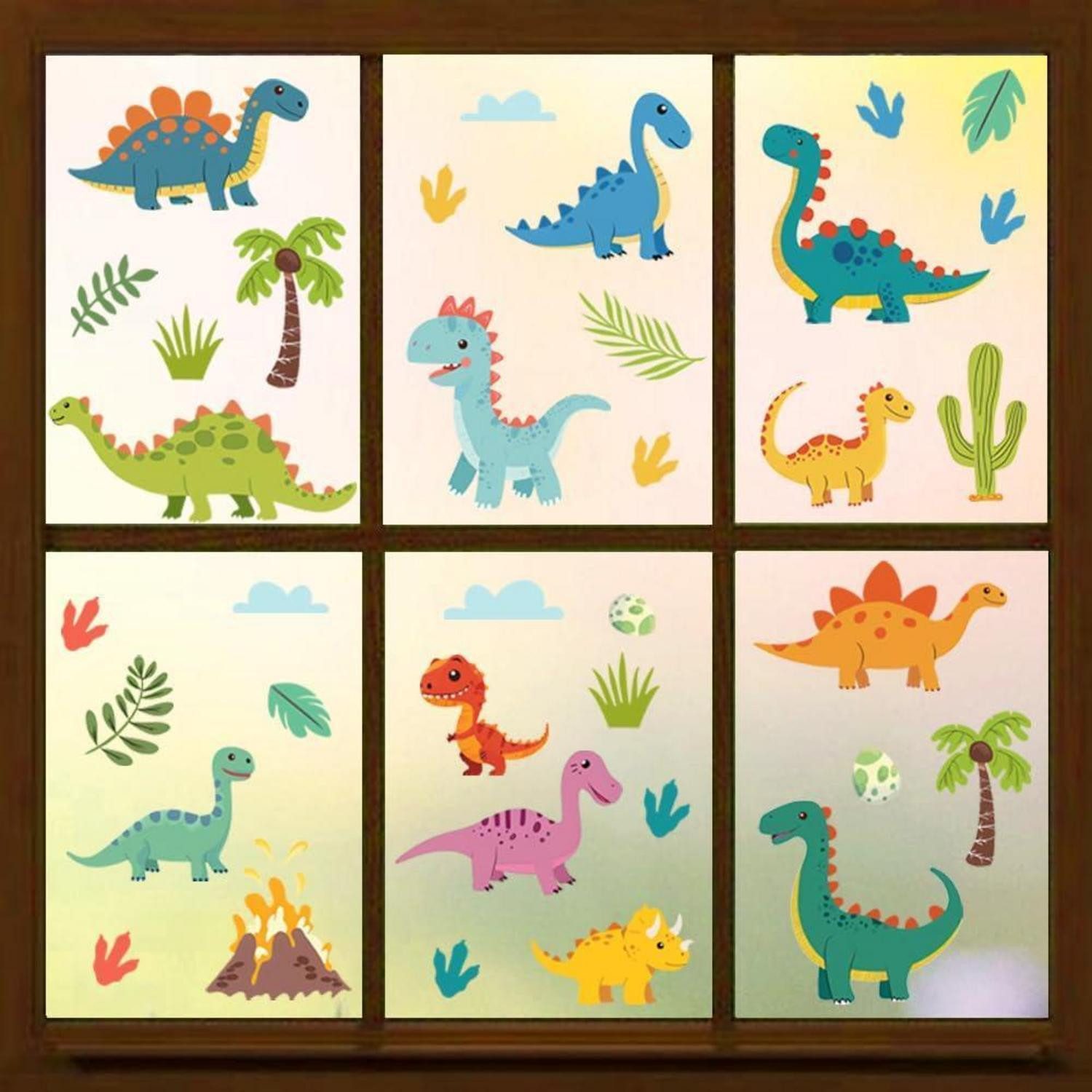LuxusKollektion Fensterbild Fensteraufkleber 36 Dinosaurier 20x30cm 6 Blatt