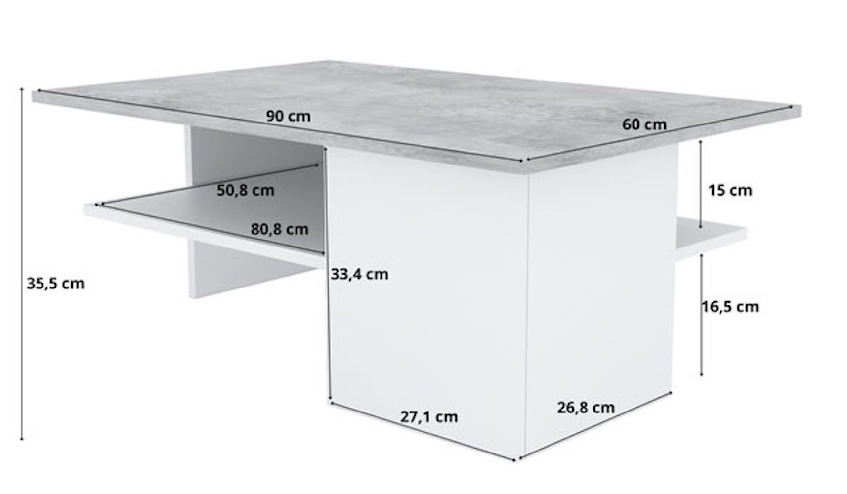 Feldmann-Wohnen Couchtisch 2004, / 90x60x35cm beton weiß