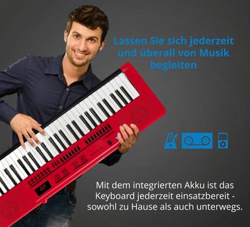 McGrey Home Keyboard 6170 Akku-Keyboard - 61 Tasten-Keyboard mit integriertem Akku, (mit Begleitautomatik und Lernfunktion, Inkl. Mikrofon und Notenhalter), Eingebauter MP3-Player via USB-Stick