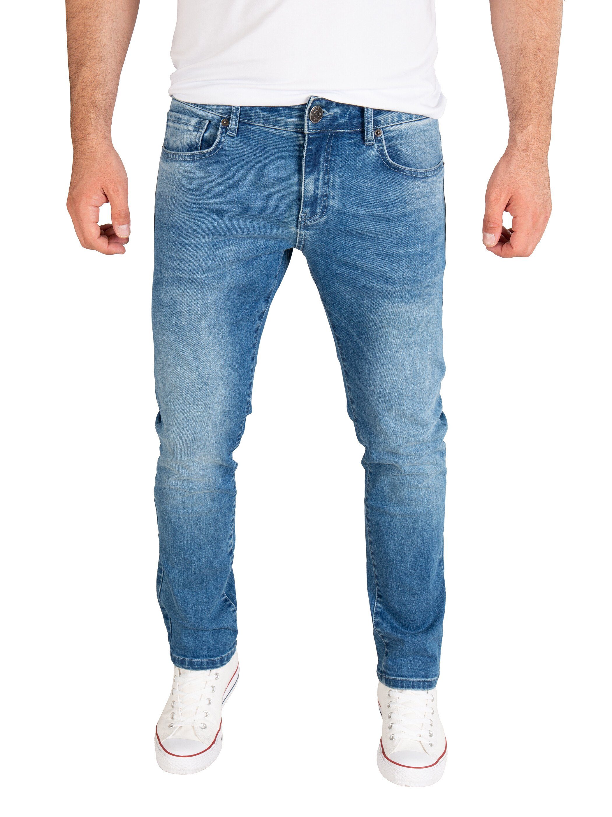 Yazubi Slim-fit-Jeans Akon Herren Jeans modernen Slim Fit Jeanshose mit Stretch Blau (Blue Horizon 183929)