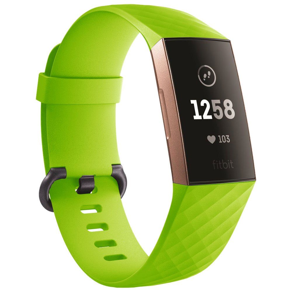 Wigento Smartwatch-Armband Für Fitbit Charge 3 / 4 Kunststoff / Silikon  Armband für Männer / Größe L Grün Uhr