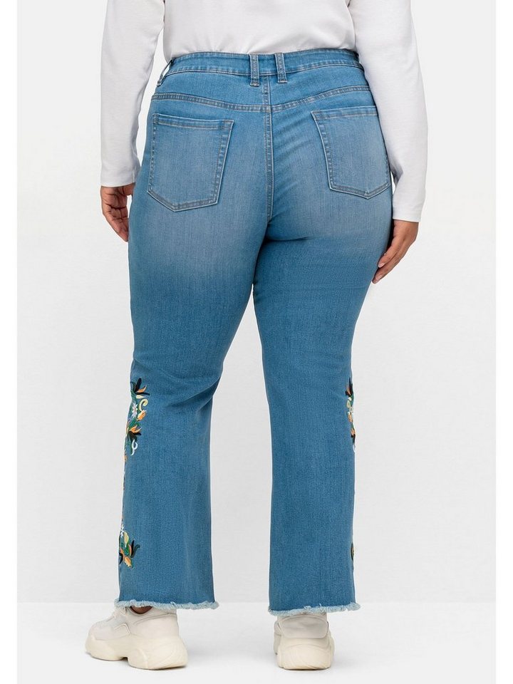 sheego by Joe Browns Stretch-Jeans Große Größen mit Blumenstickerei und  Fransensaum