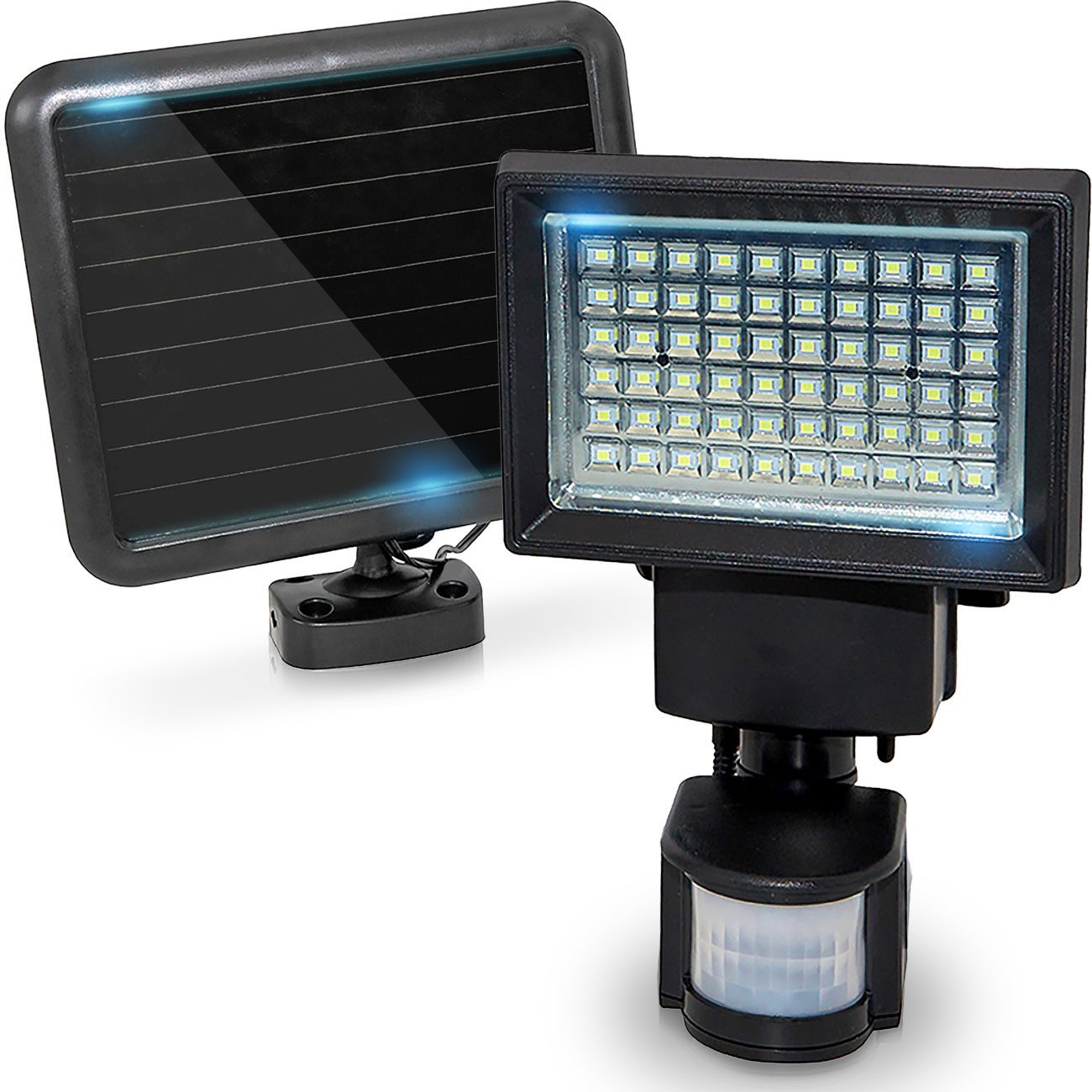Casativo LED Gartenstrahler LED Solar-Strahler Bewegungsmelder Reichweite 2–12m Sicherheitsleuchte, 60 SMD-LEDs und insgesamt 600 Lumen