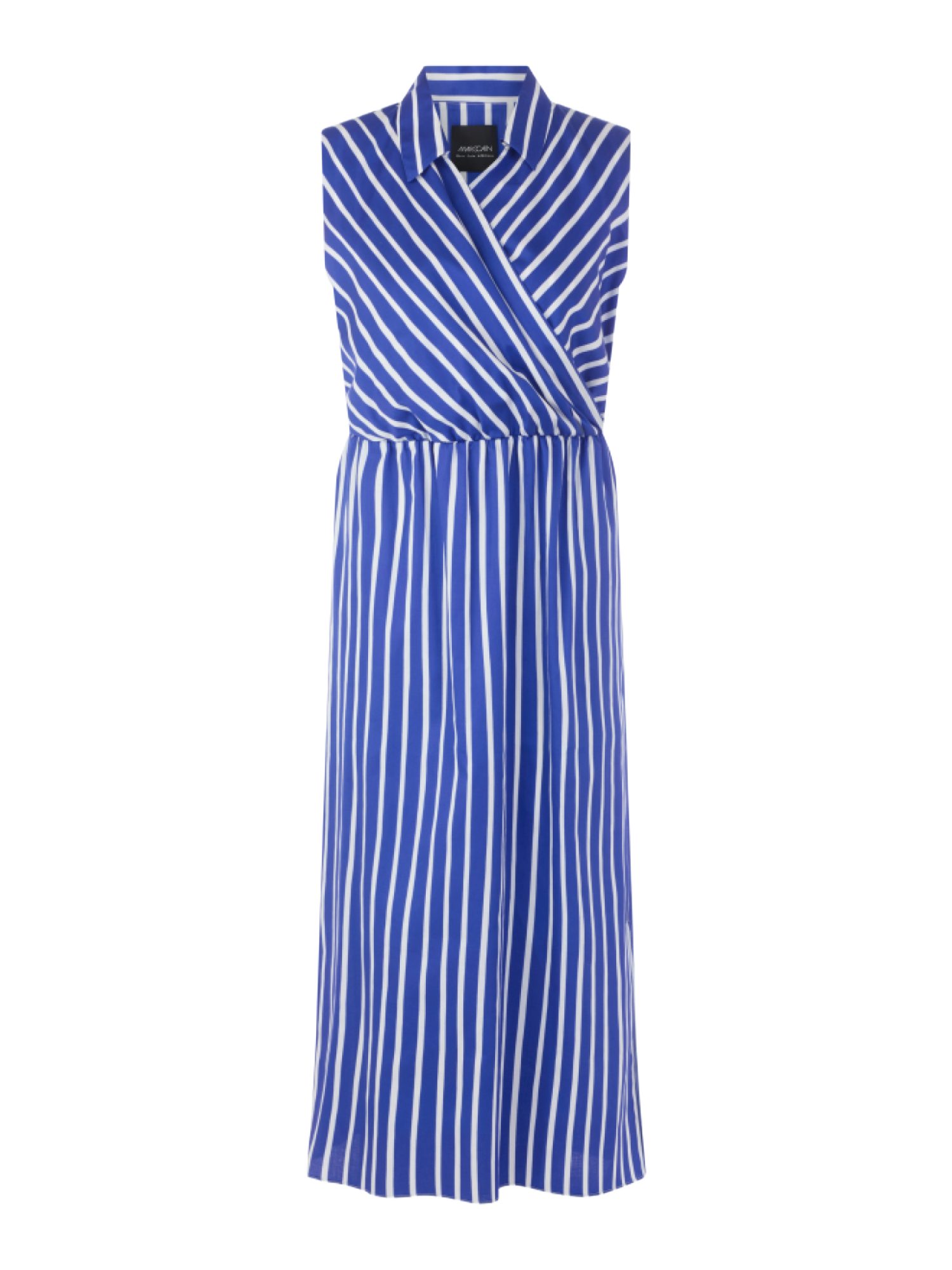 Marc Cain Midikleid AA.2 - F - Summer Flash blau,Elegant,Baumwolle,Gestreift,V-Ausschnitt,Ärmellos,Regular Fit
