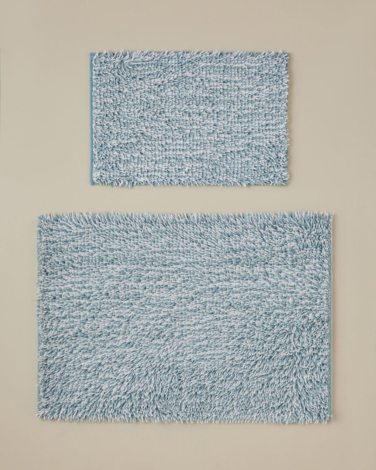 English Home Badematte Corallo Badematten-Set rutschfest 60x90 + 40x60 cm – Blau/Weiß, rechteckig, Rutschfestes 2er-Badematten-Set 60x90 + 40x60 cm