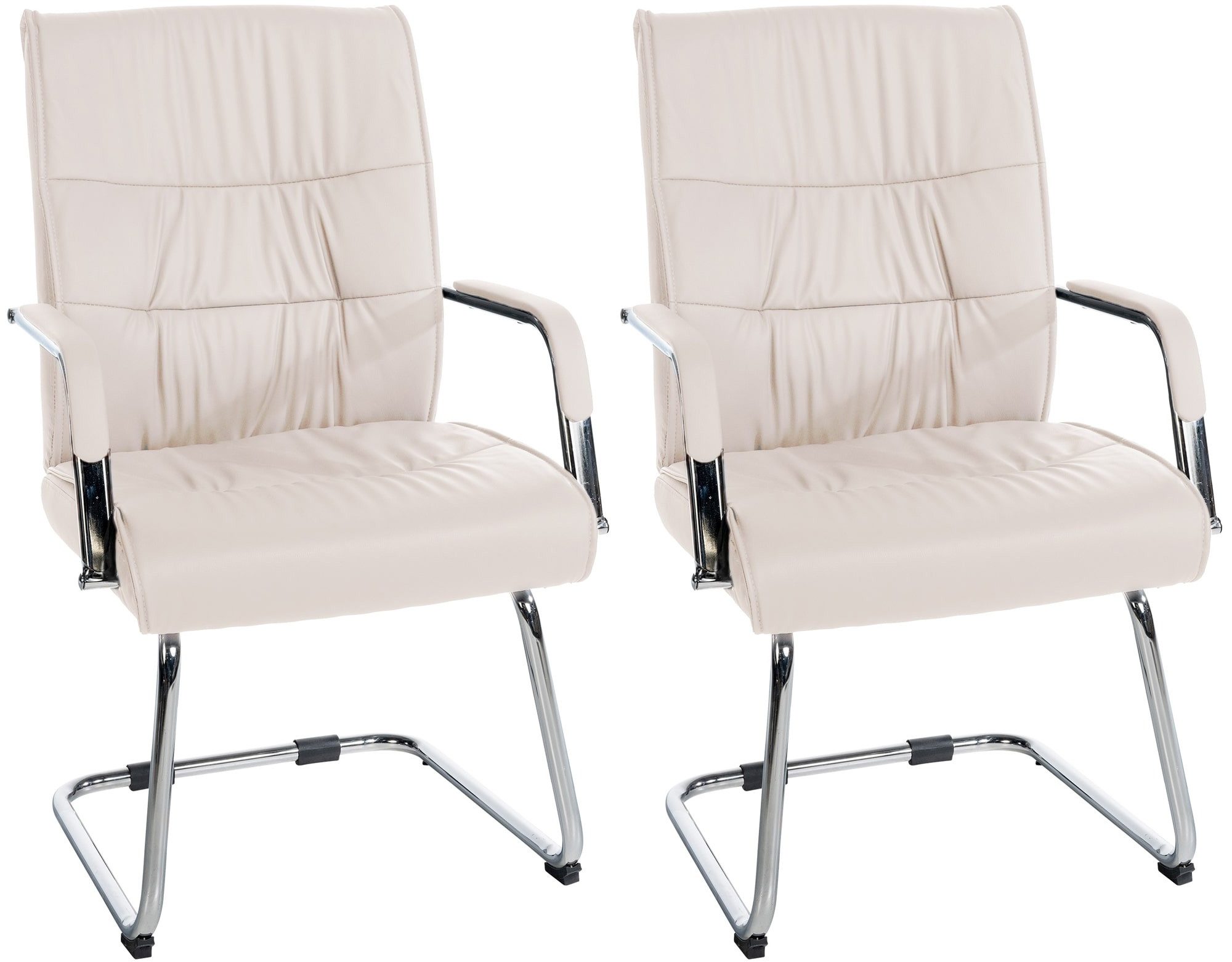 furnicato Besucherstuhl Besucherstühle Sievert 100x58x66 cm Creme (1 St)