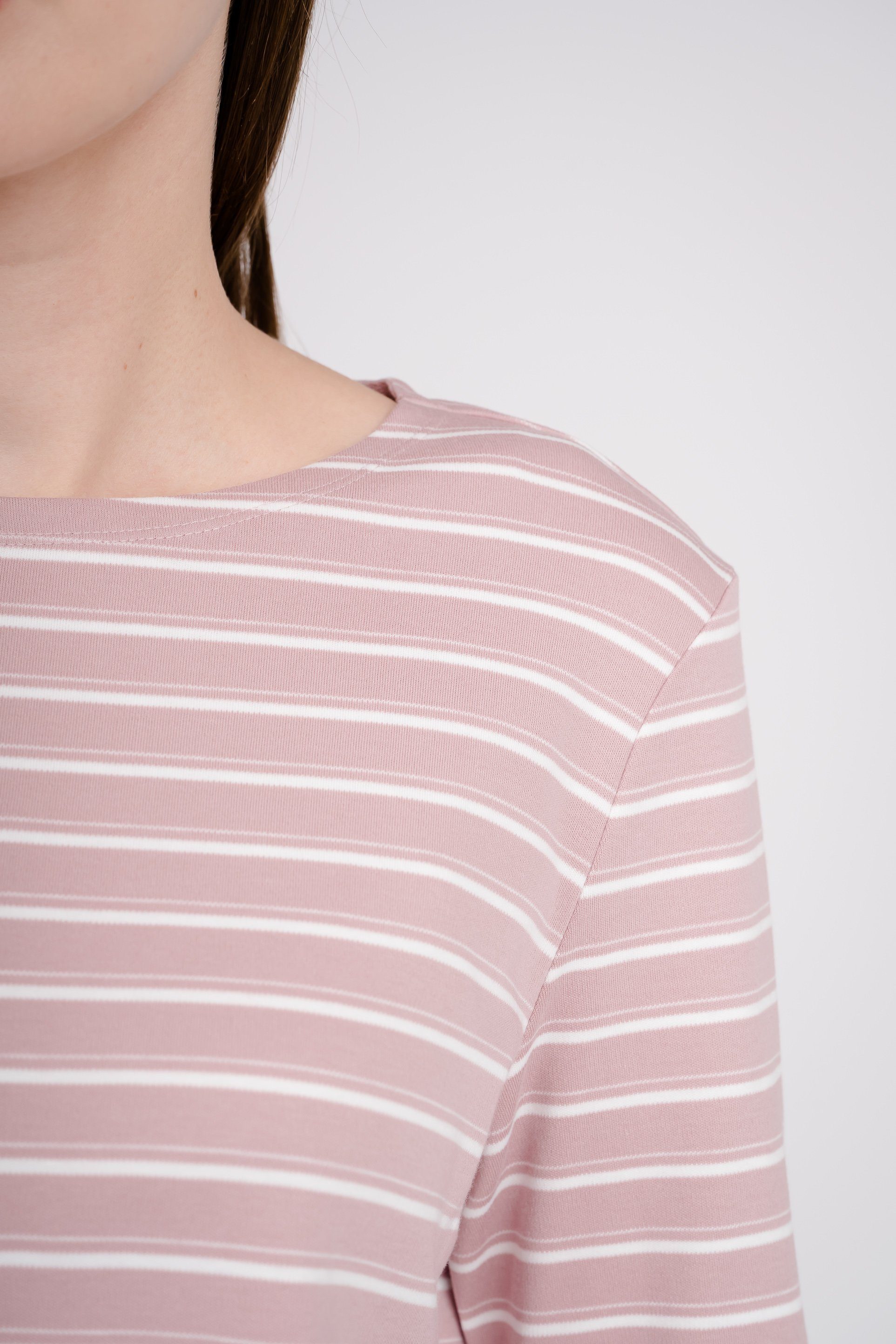 GIORDANO Langarmshirt in tollem Streifen-Design pink-weiß
