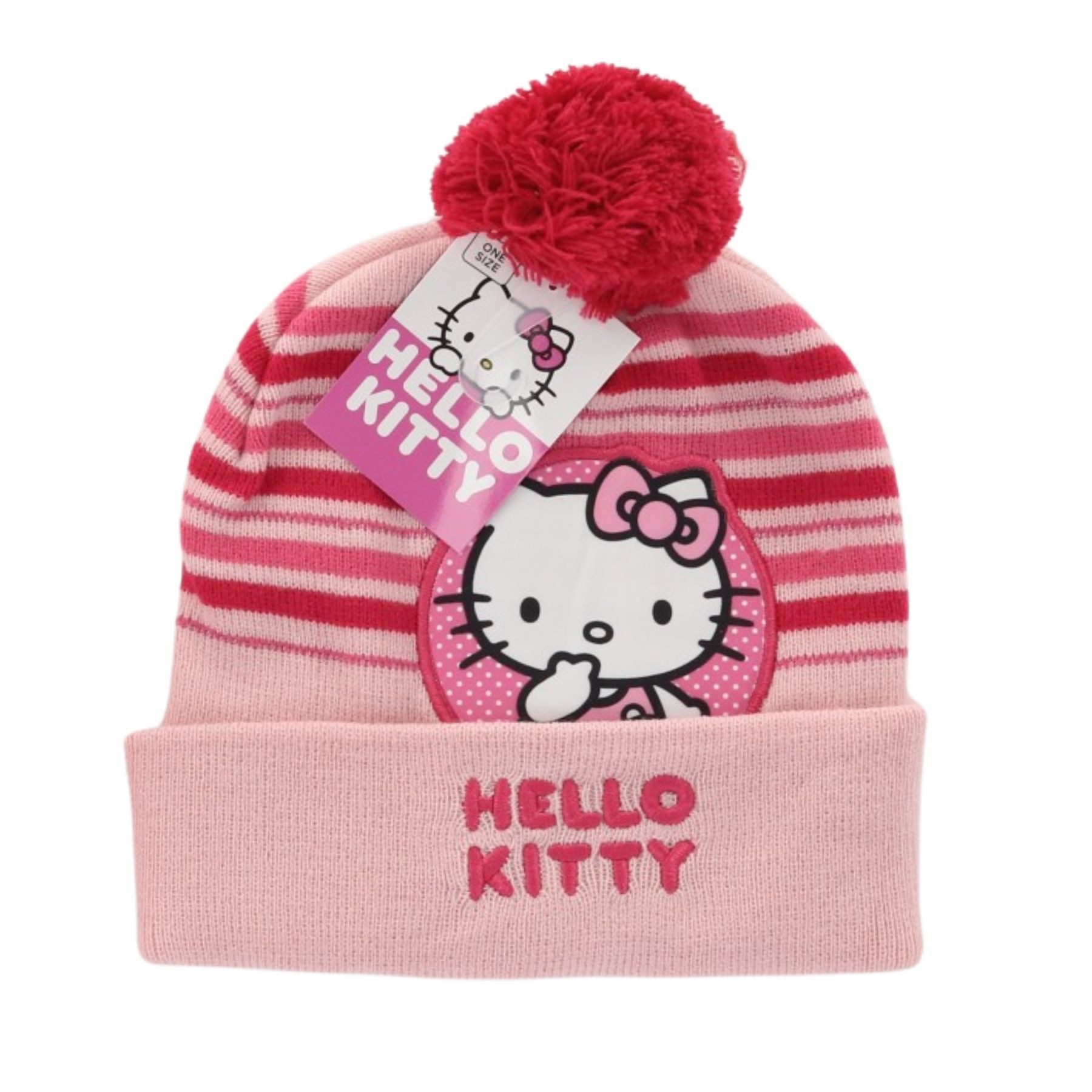 Textiel Trade B.V. Bommelmütze Hello Kitty Mütze in Rosa & Pink mit Bommel und Stickerei