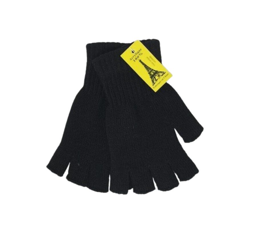 Strickhandschuhe Handschuhe Herren Damen Strick Fingerlose Schwarz