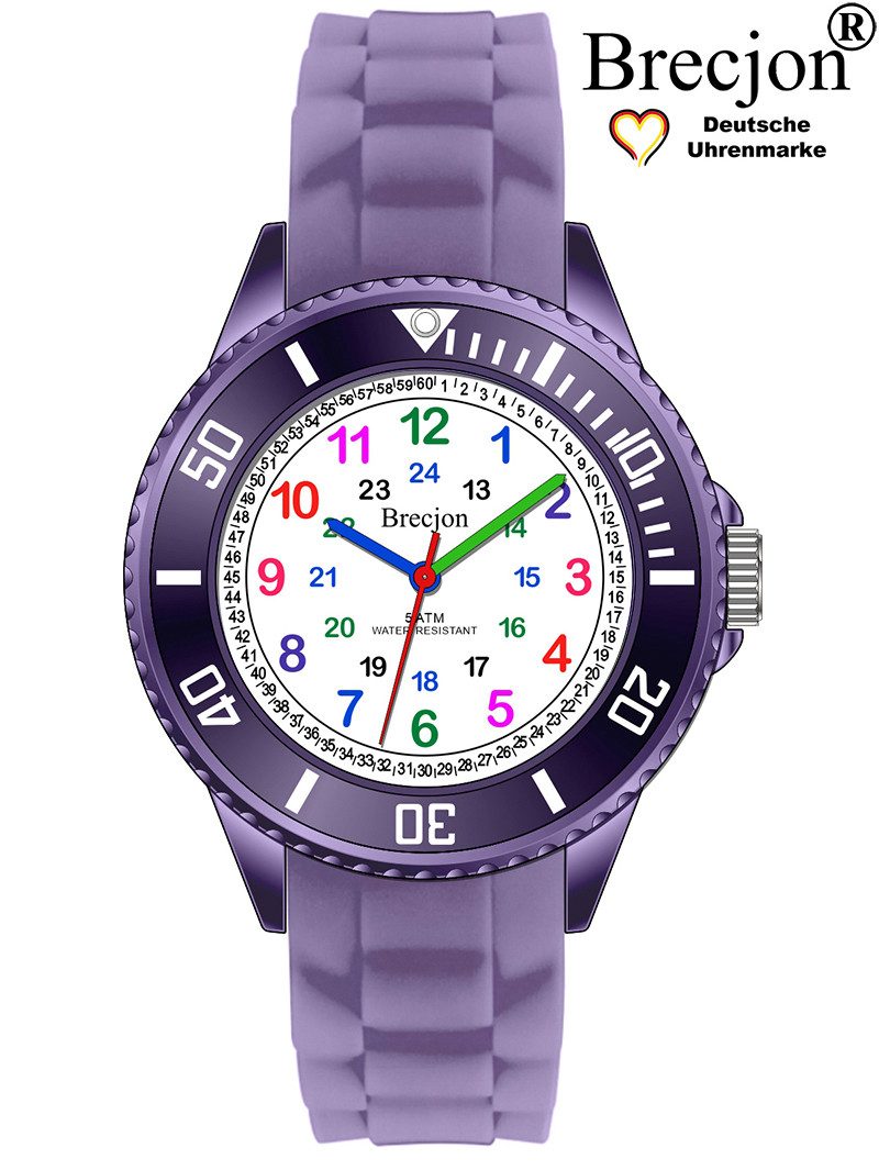 Brecjon Quarzuhr Kinder Armbanduhr Lernuhr 5ATM Silikon, kostenloser Versand