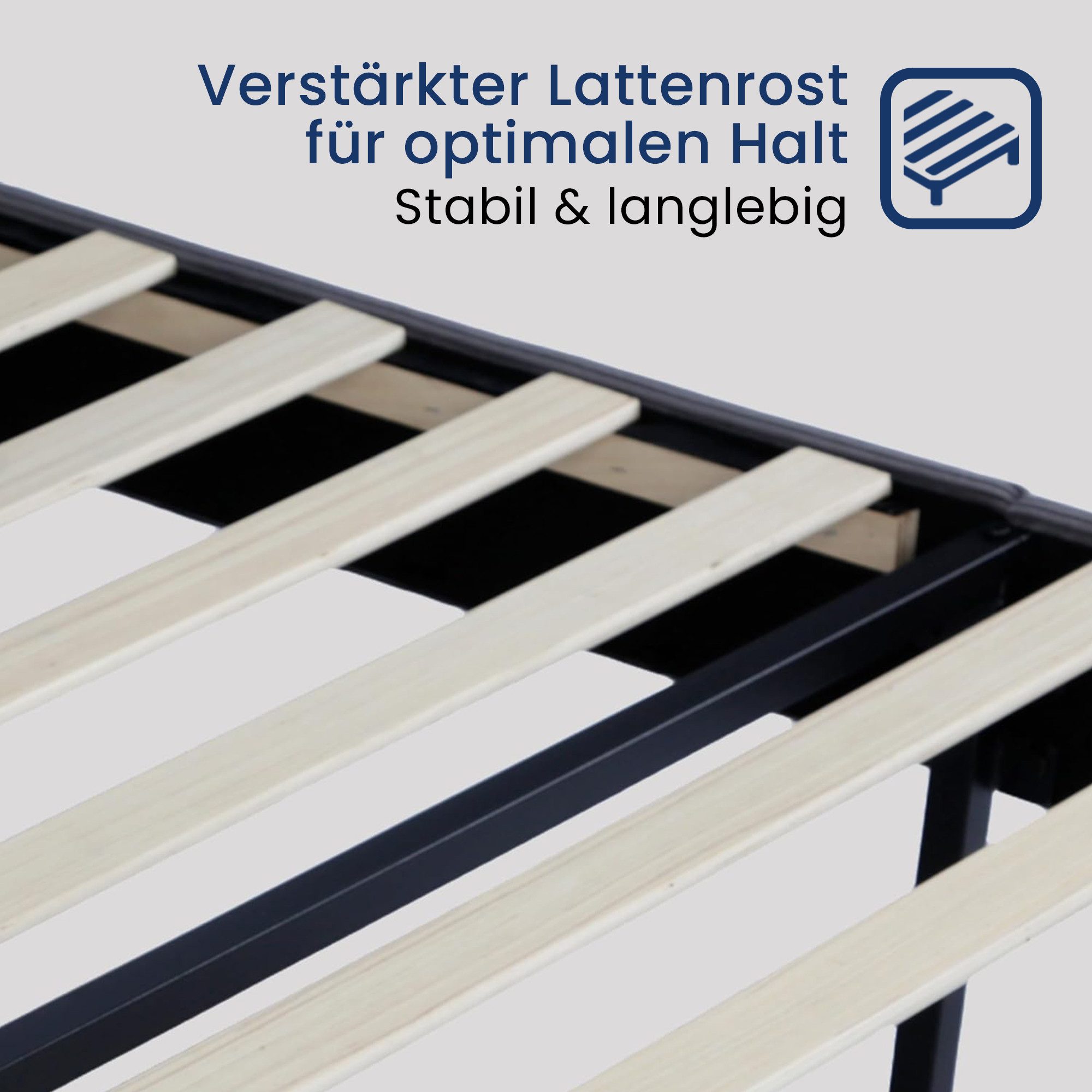 Home Collective Polsterbett 140x200 und 160x200 cm mit Lattenrost und weichem Bezug, Bettgestell (Doppelbett mit gepolstertem Kopfteil, robustes Gestell, hoher  – Bild 5 von 5