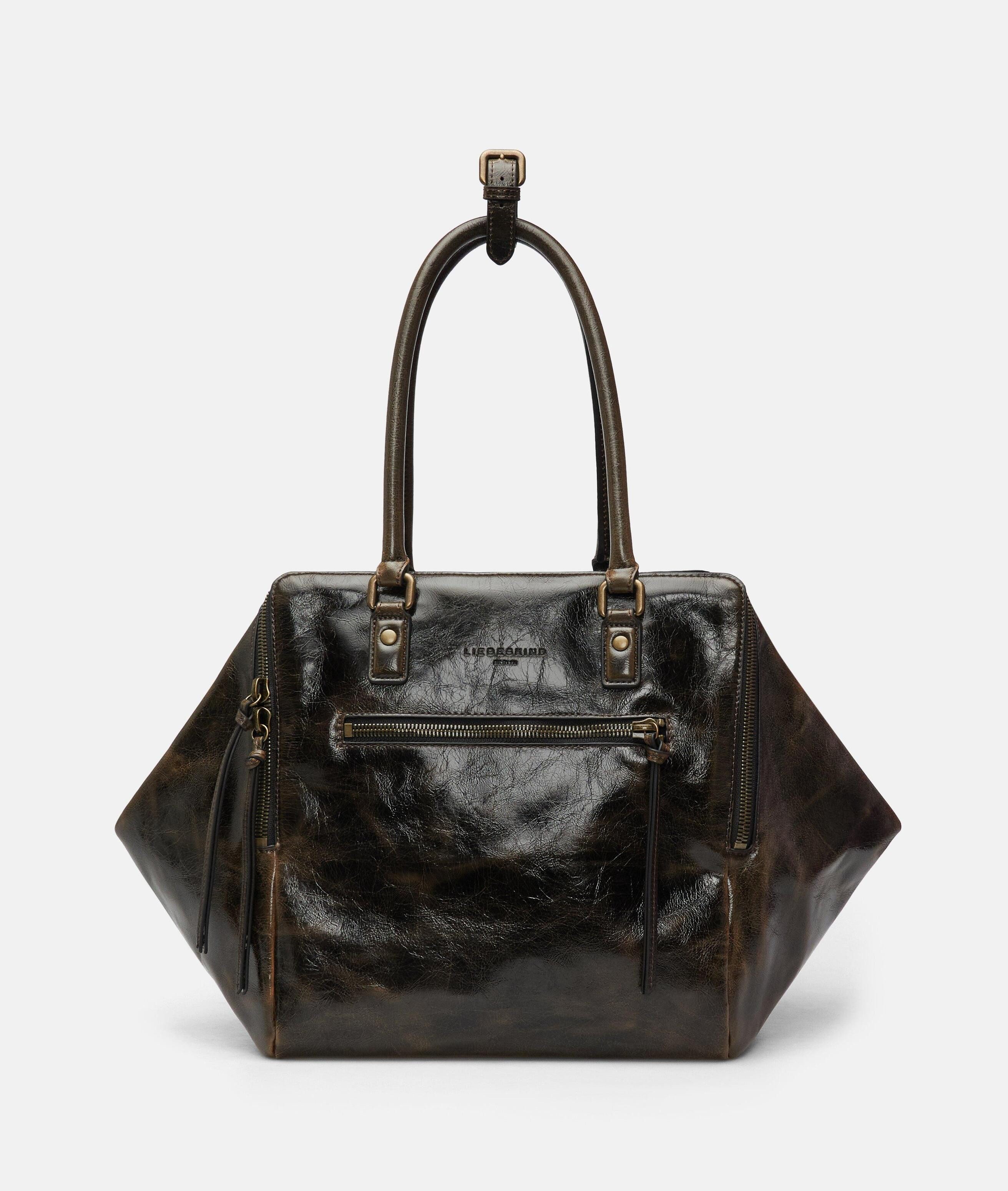 Liebeskind Berlin Schultertasche Archive Original Kayla Satchel L, Große Schultertasche in Lacklederoptik mit glossy Finish