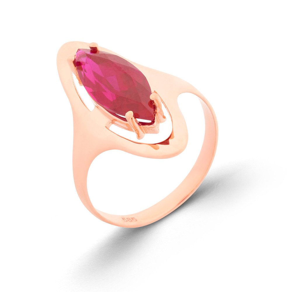 Golders Goldring Damenring aus 585 Rotgold mit rotem Rubin (1-tlg), 585 Gold Goldschmuck für Damen