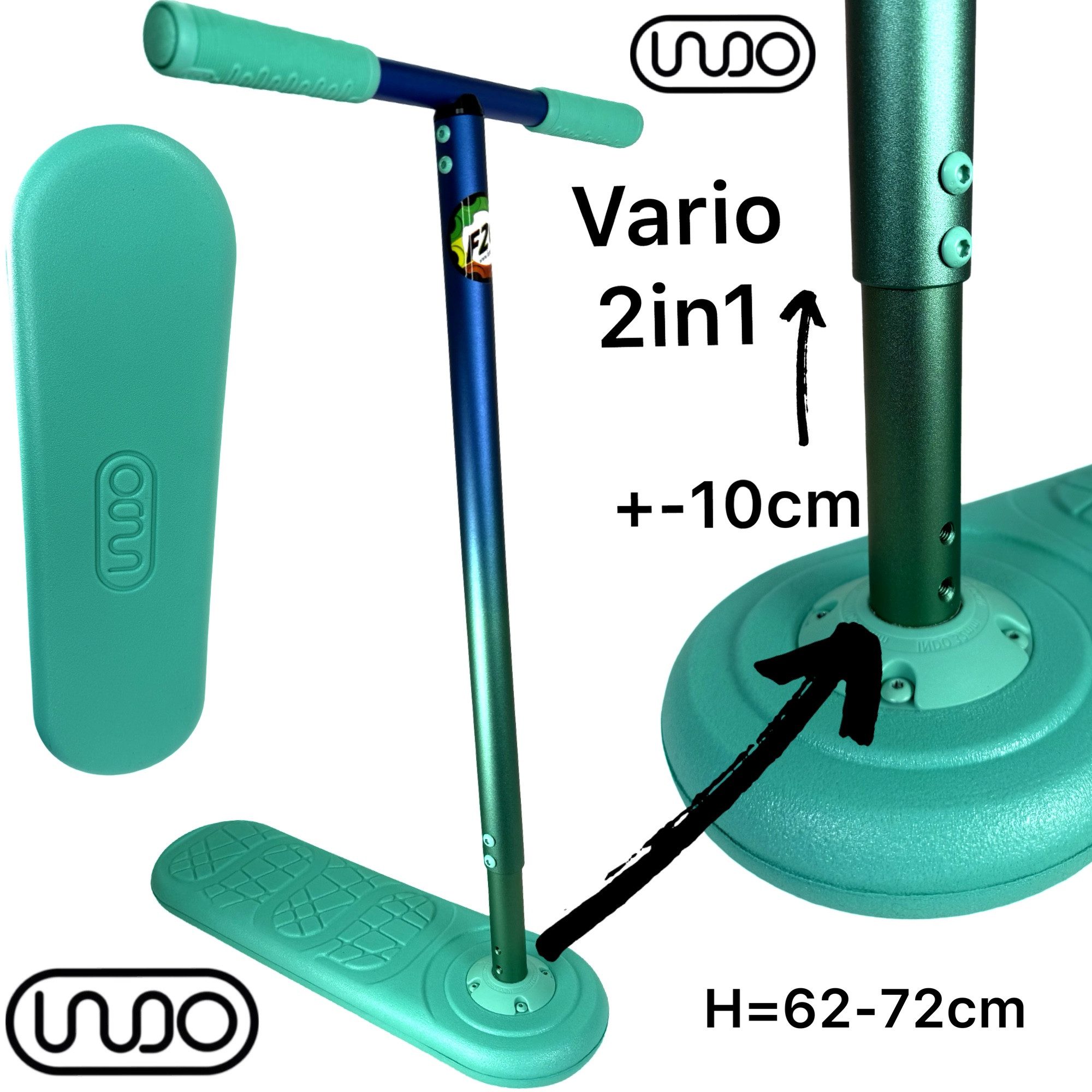 INDO Трюк самокат Indo Kickstarter Trampolin Stunt-Scooter Trick Trainer H=62-72cm Neon